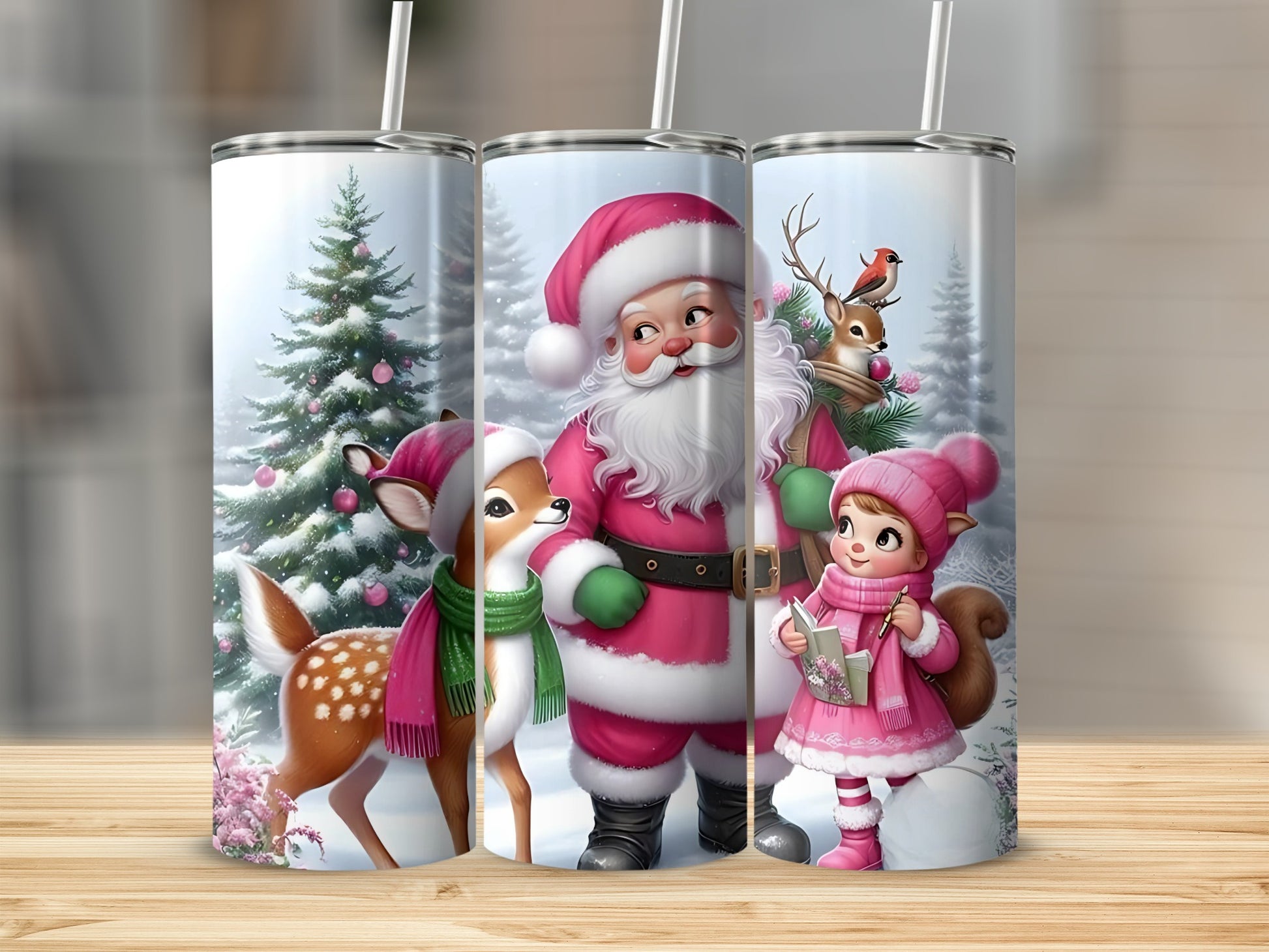 Festive Santa Christmas Scene Holiday Tumbler