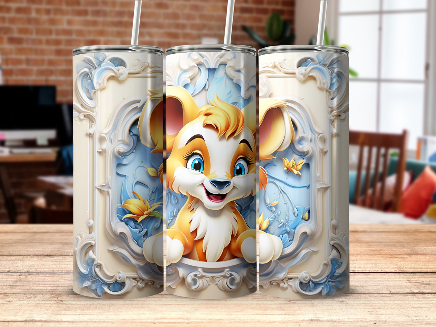 Adorable Cartoon Lion Children's Tumbler
