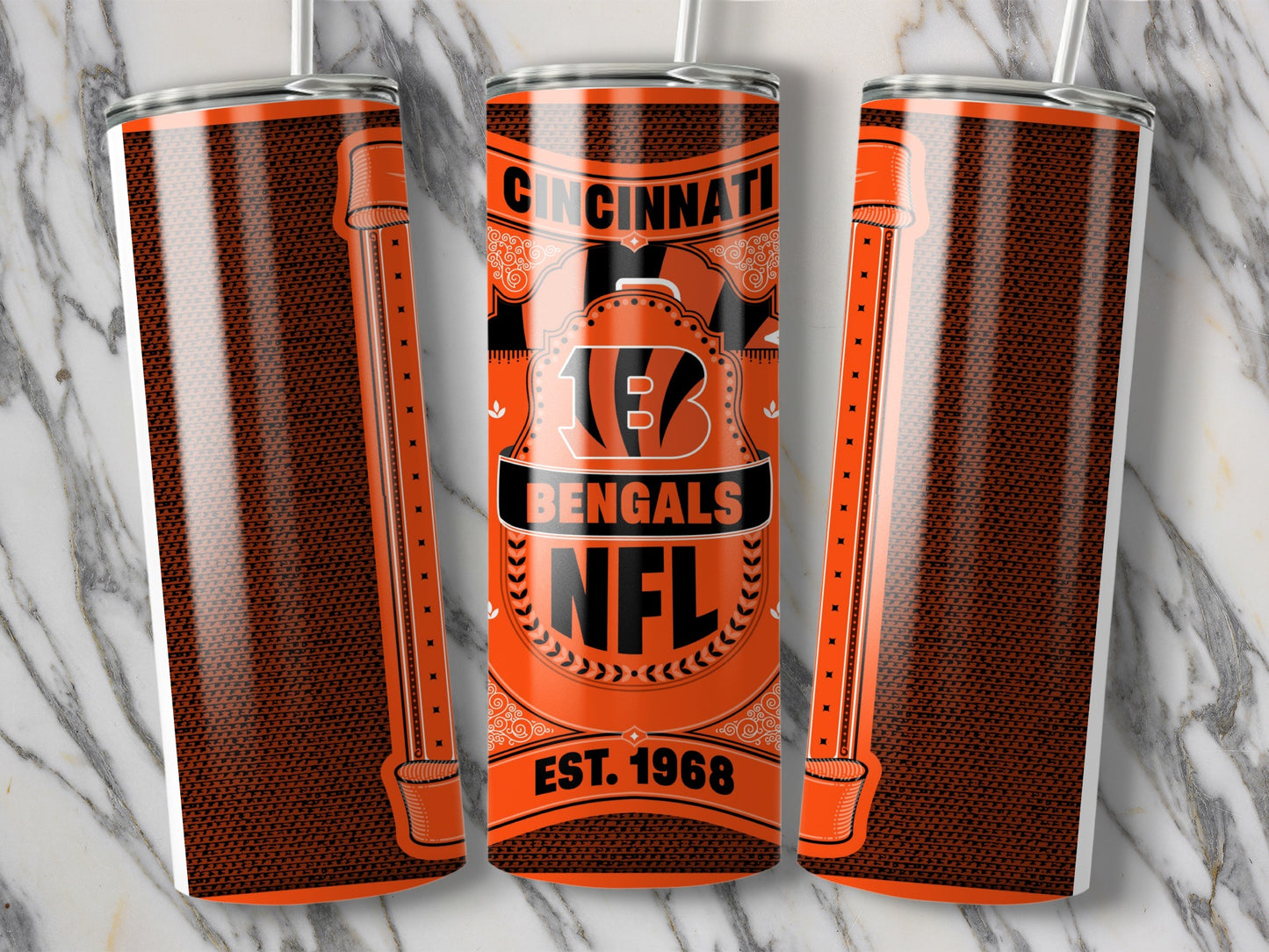 Cincinnati Bengals Est 1968 with NFL Logo Design Tumbler
