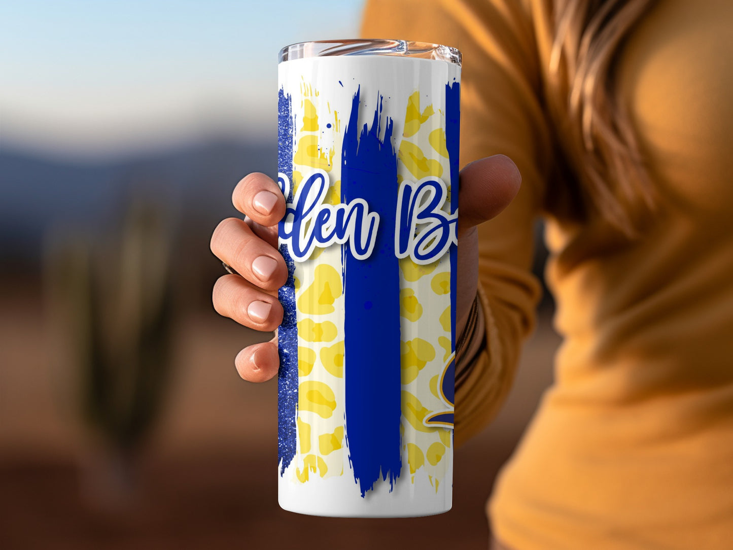 Golden Bears Cal on Brush Strokes Design Premium Tumblers
