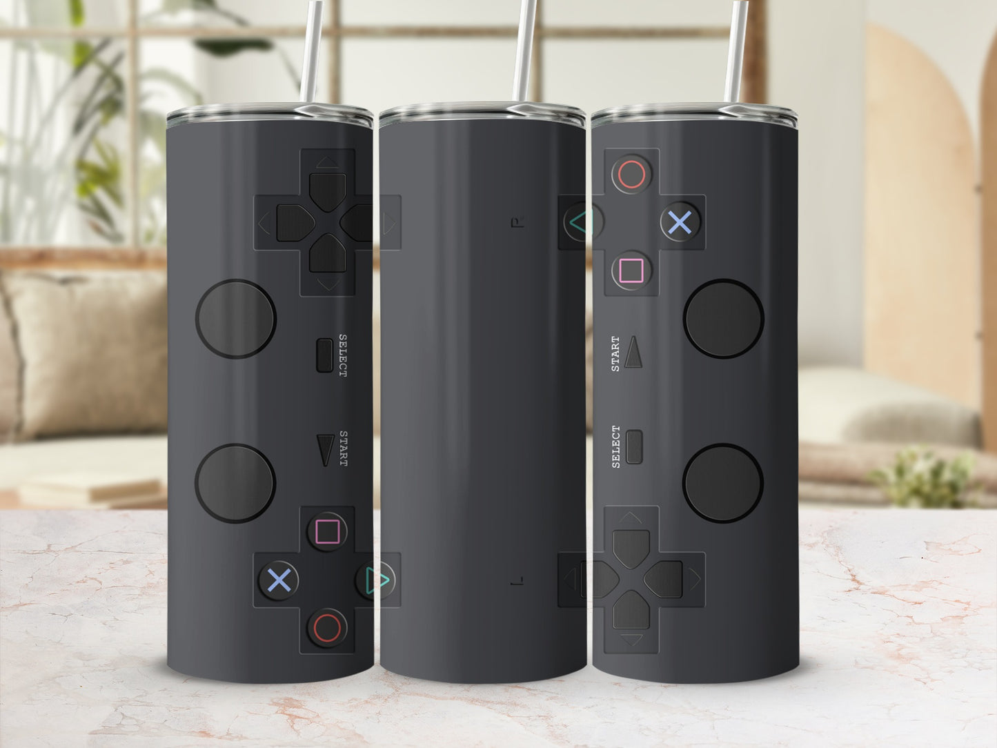 Video Game Controller Gray Button Design Tumbler product type