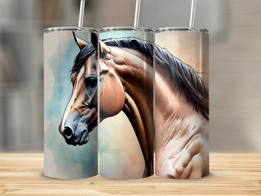 Stunning Horse Art on Tumbler with Straw Product