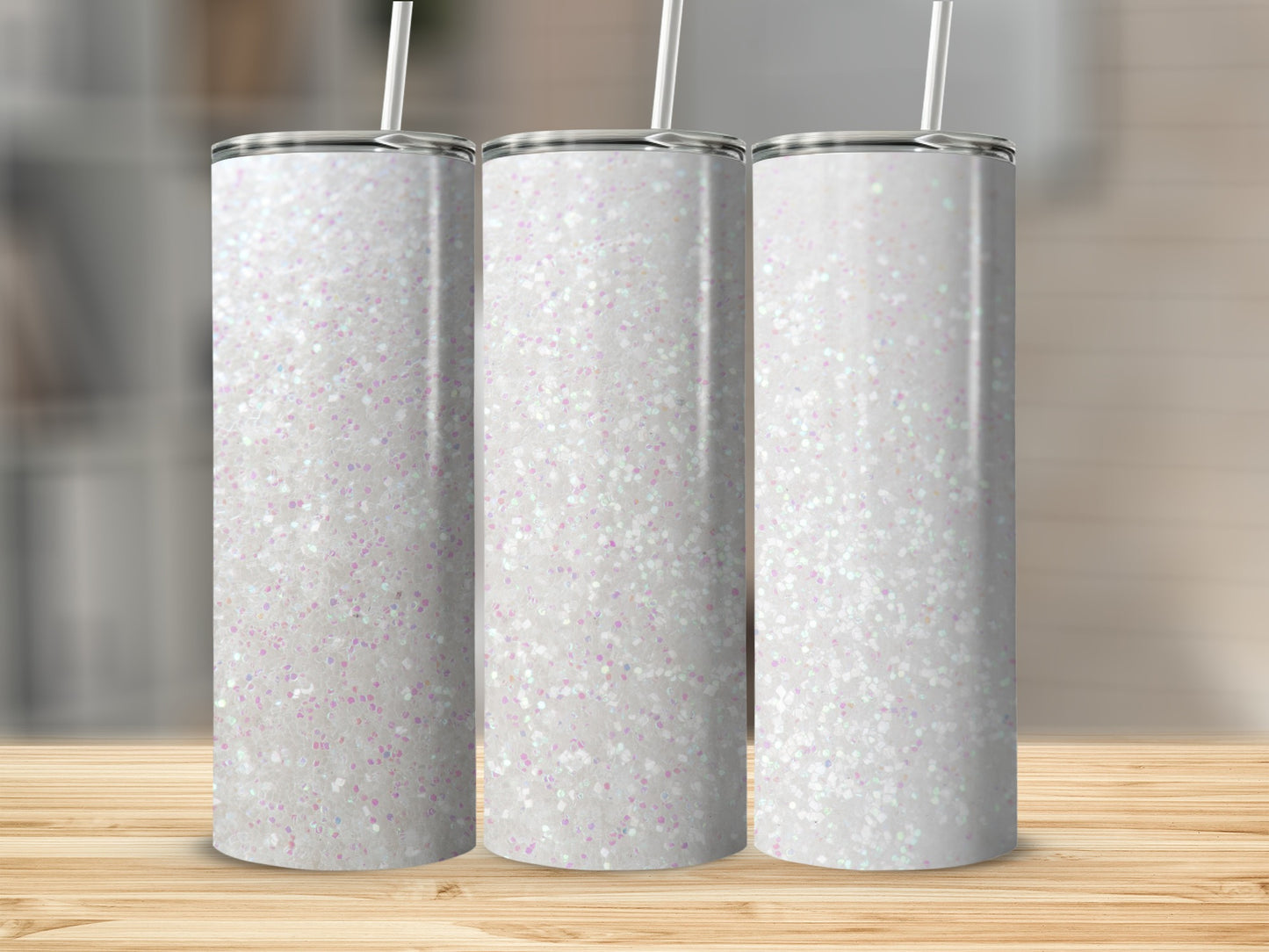 Sparkling White Glittery Tumbler for Stylish Beverage