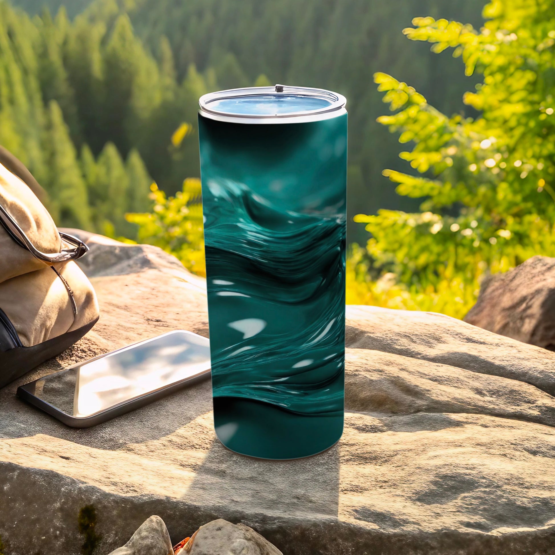 Aqua Glossy Waves Textured Design Tumbler product type