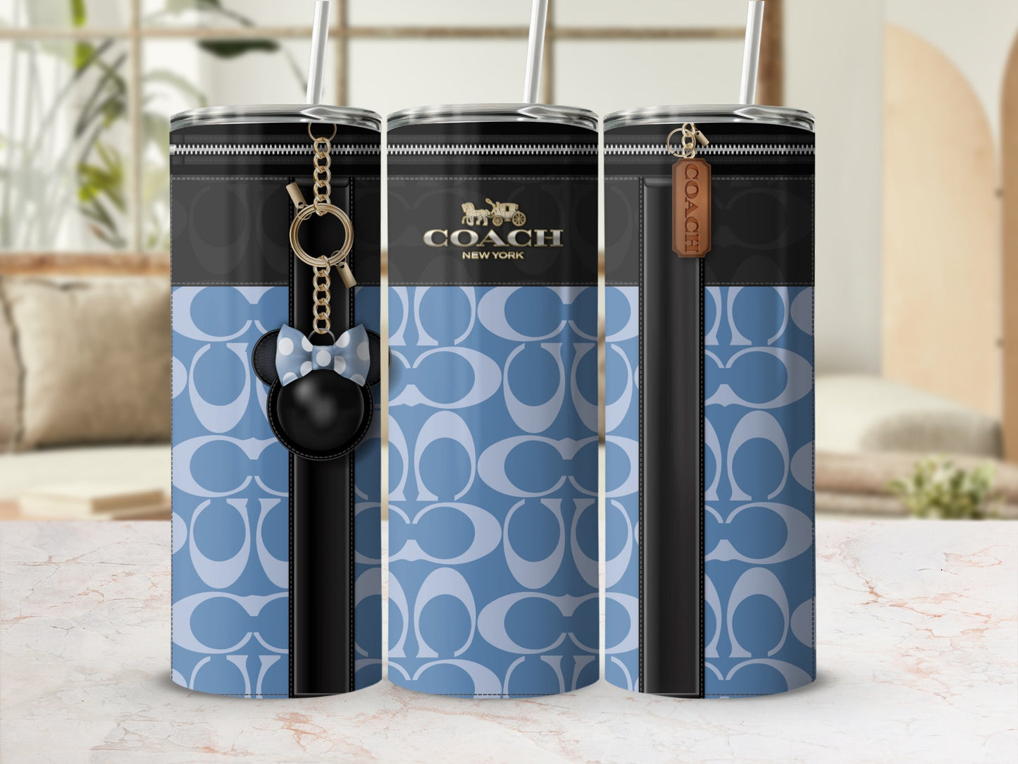 Blue and Black Coach New York Design Tumbler