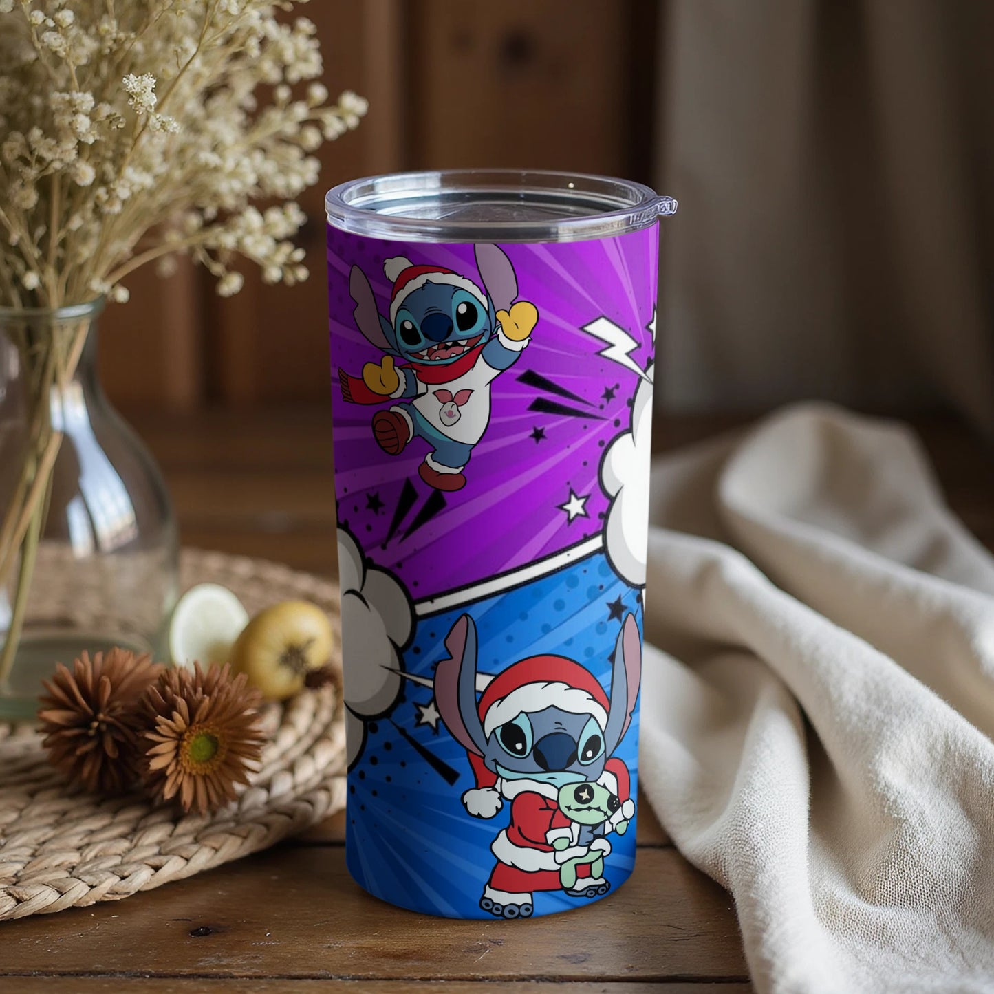 Colorful Tumbler Featuring Christmas Cartoon Design
