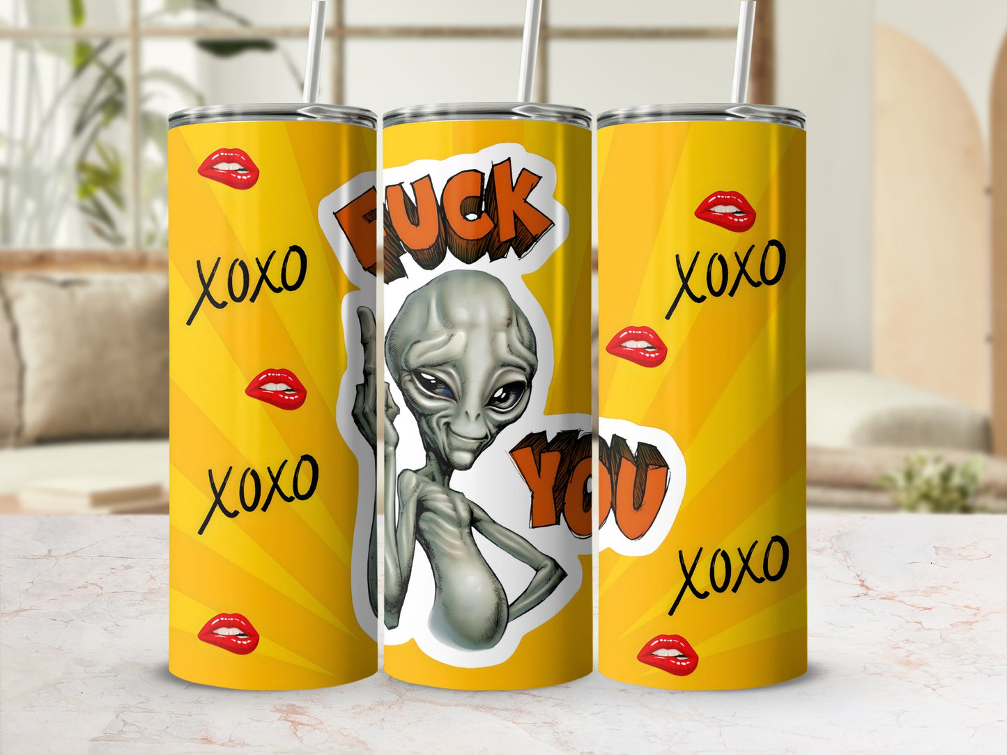 Alien XOXO Fuck You Funny Design Tumbler Cup