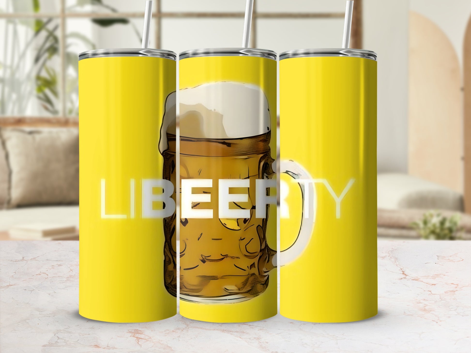 LIBEERTY Beer Mug Design Tumbler Great for Beer Lovers