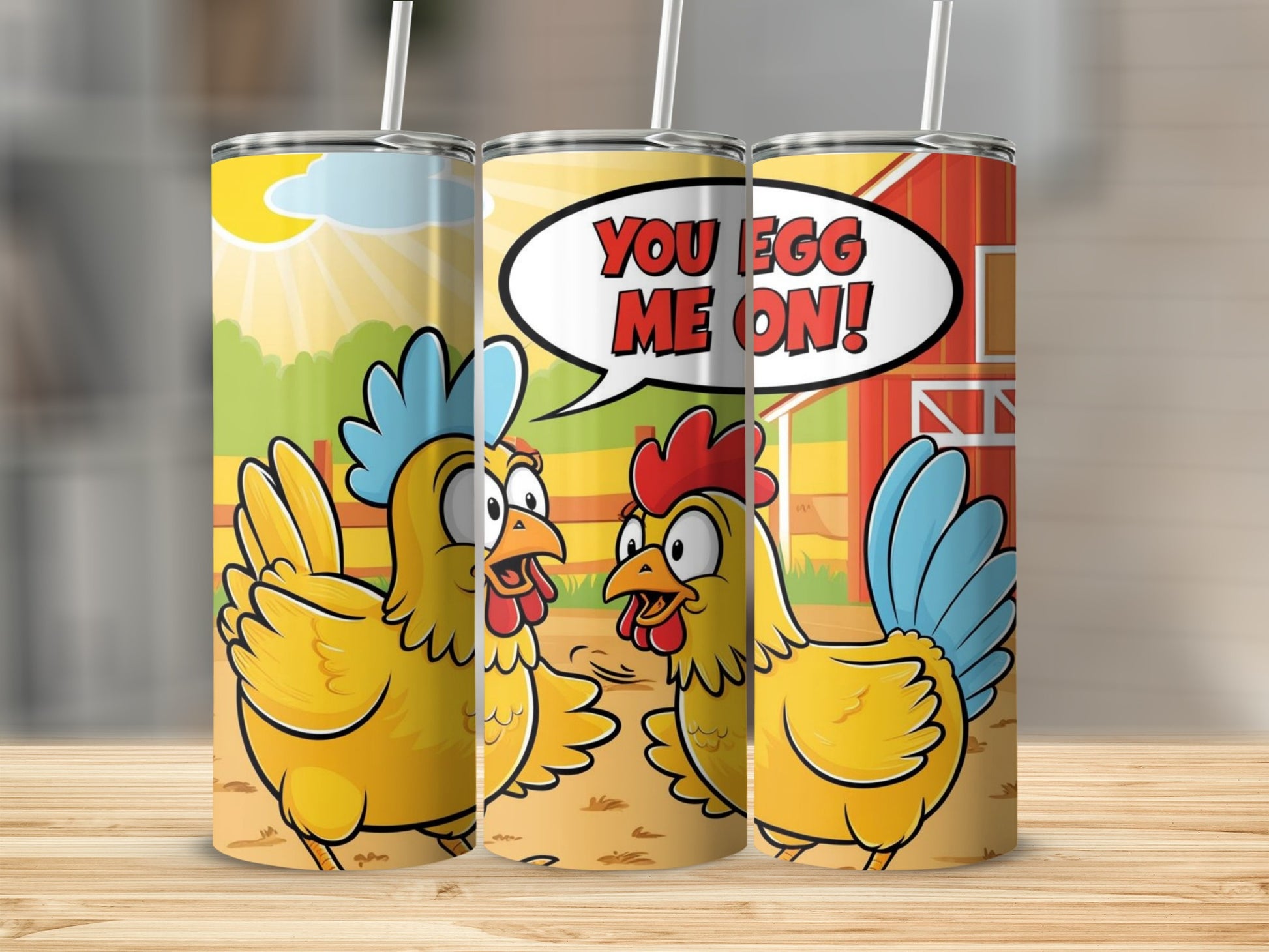 Funny Chicken Cartoon YOU EGG ME ON! Tumbler