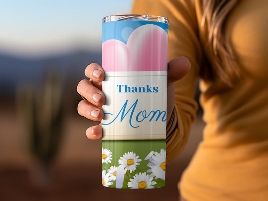 Thanks Mom Flower Design Insulated Tumbler