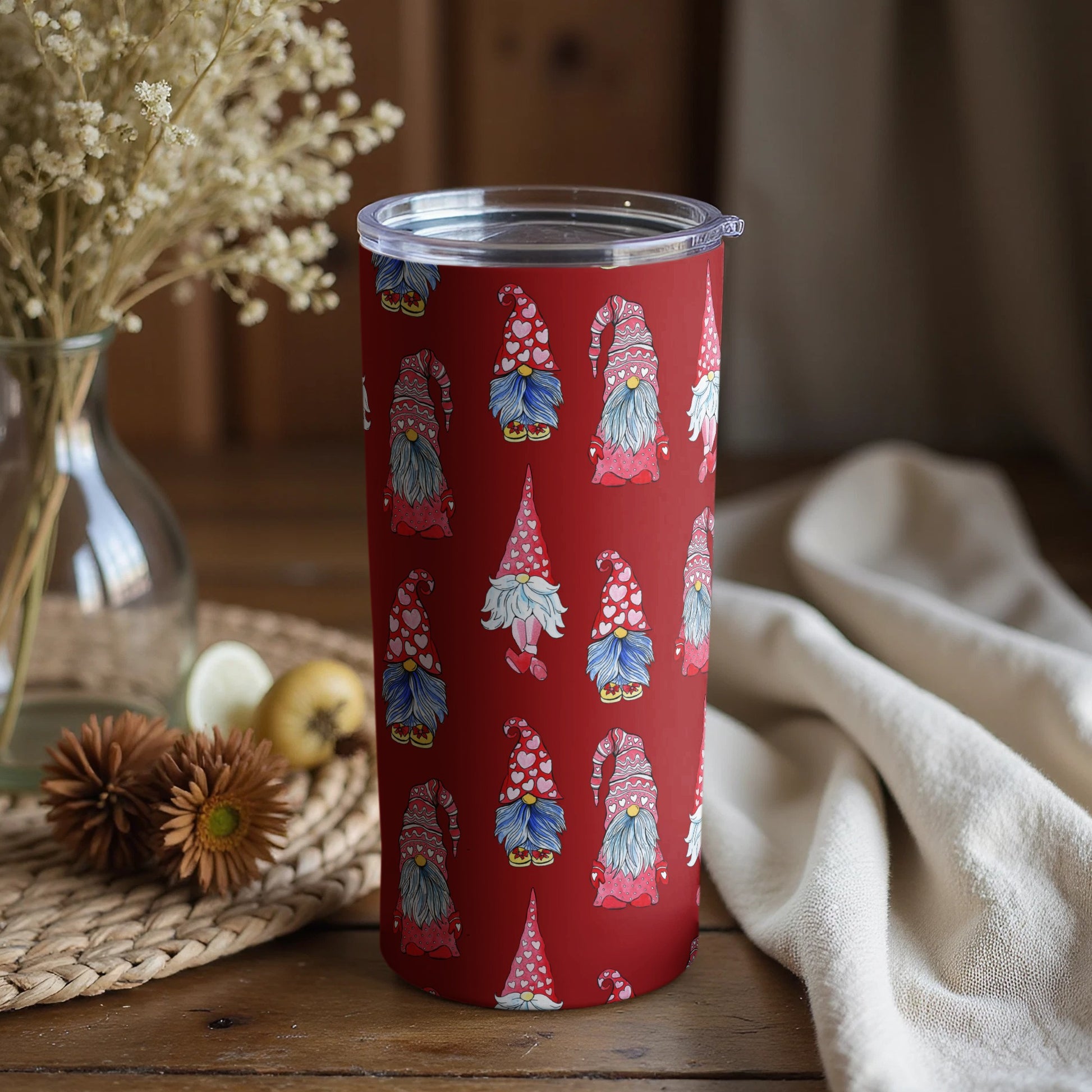 Festive Gnome Print Design Insulated Tumbler