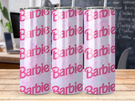 Barbie Logo Pattern Pink Pastel Background Cute Tumblers