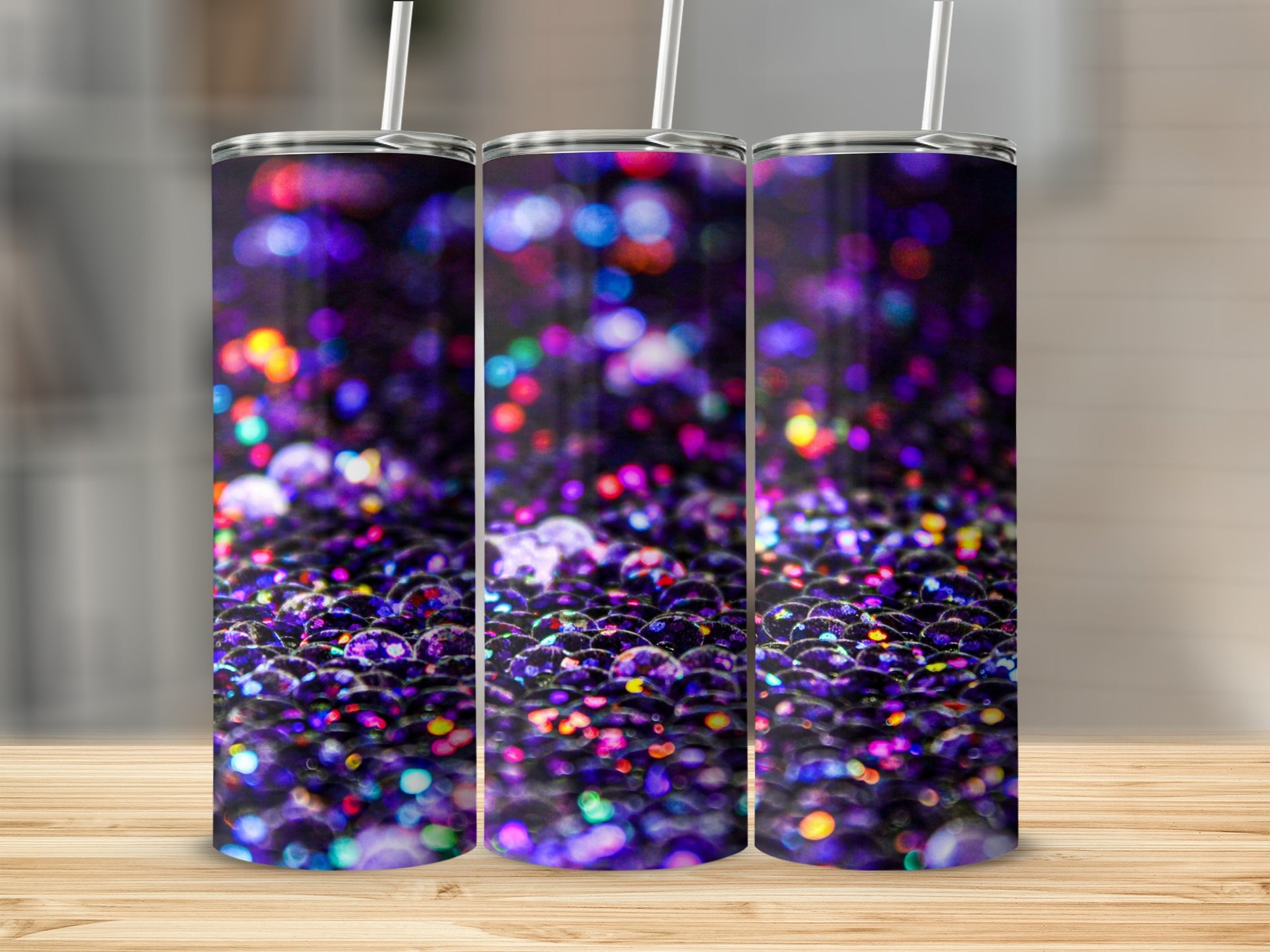 Colorful Sparkling Neon Bokeh Design Tumbler Product