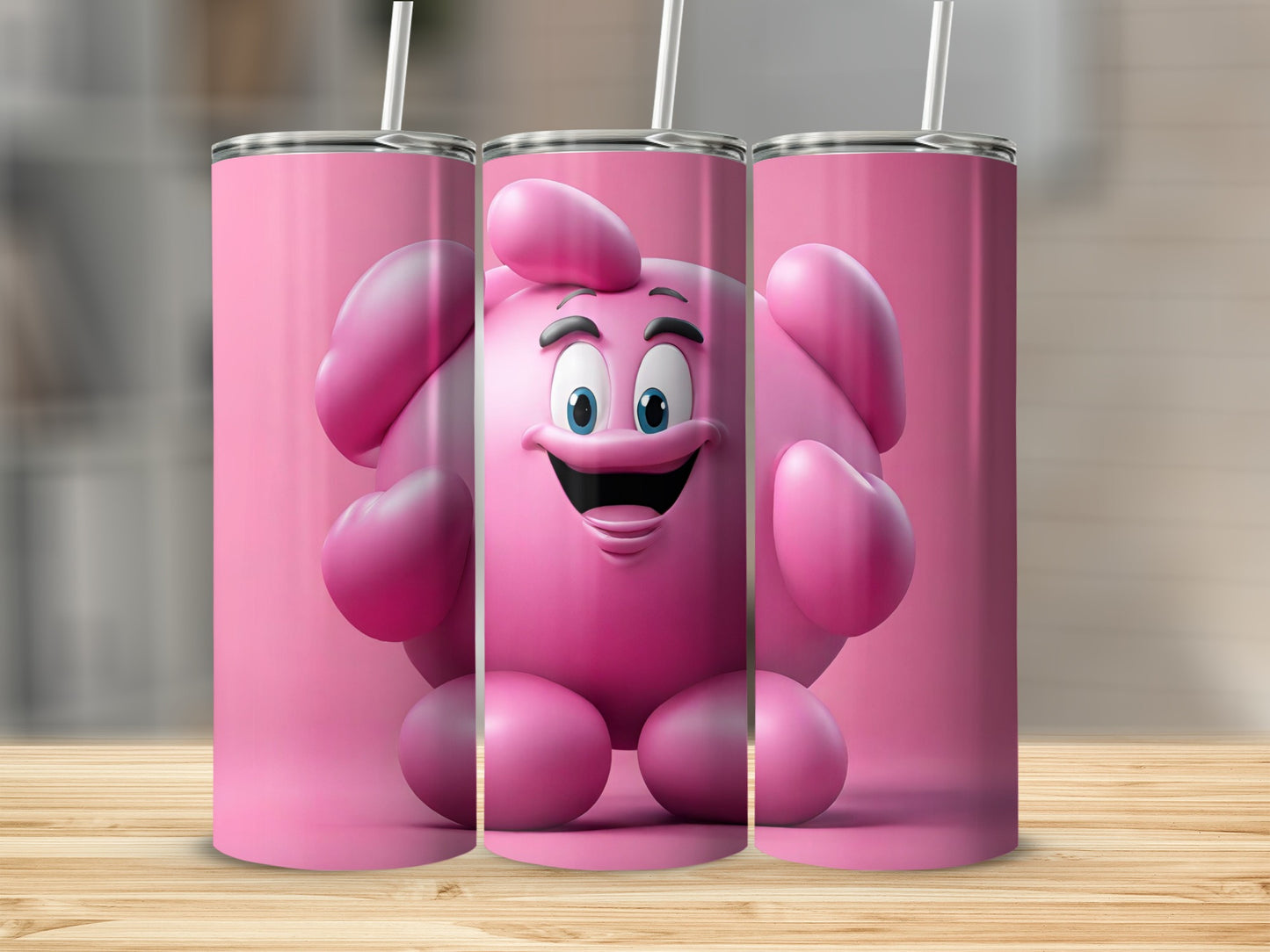 Cute Pink Cartoon Character Insulated Tumbler