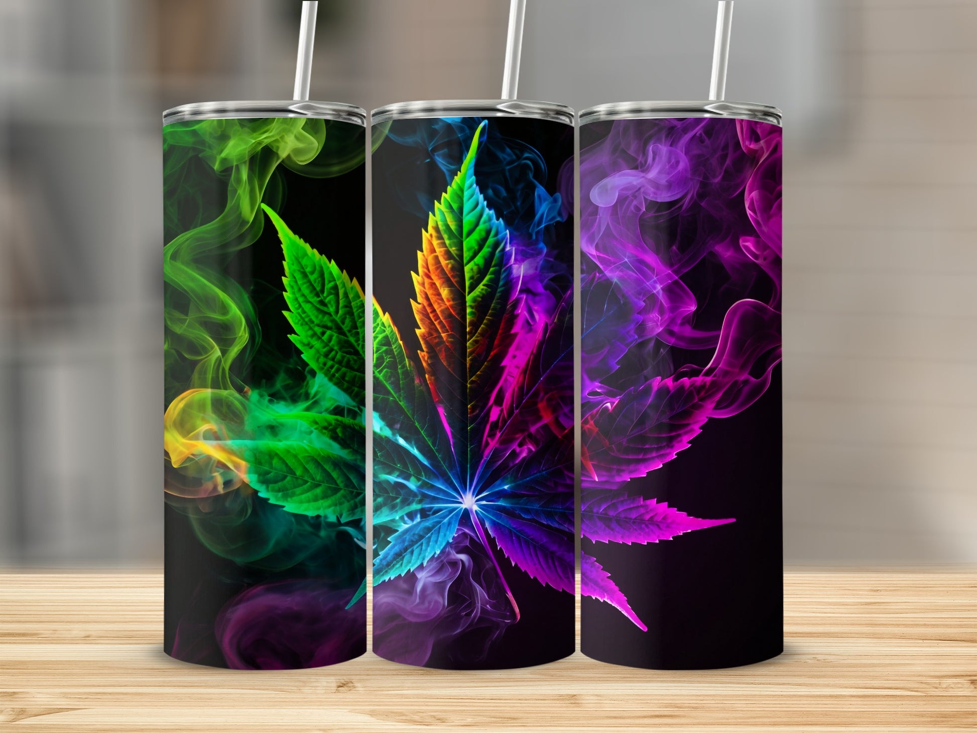 Vibrant Colorful Smoke Cannabis Leaf product type
