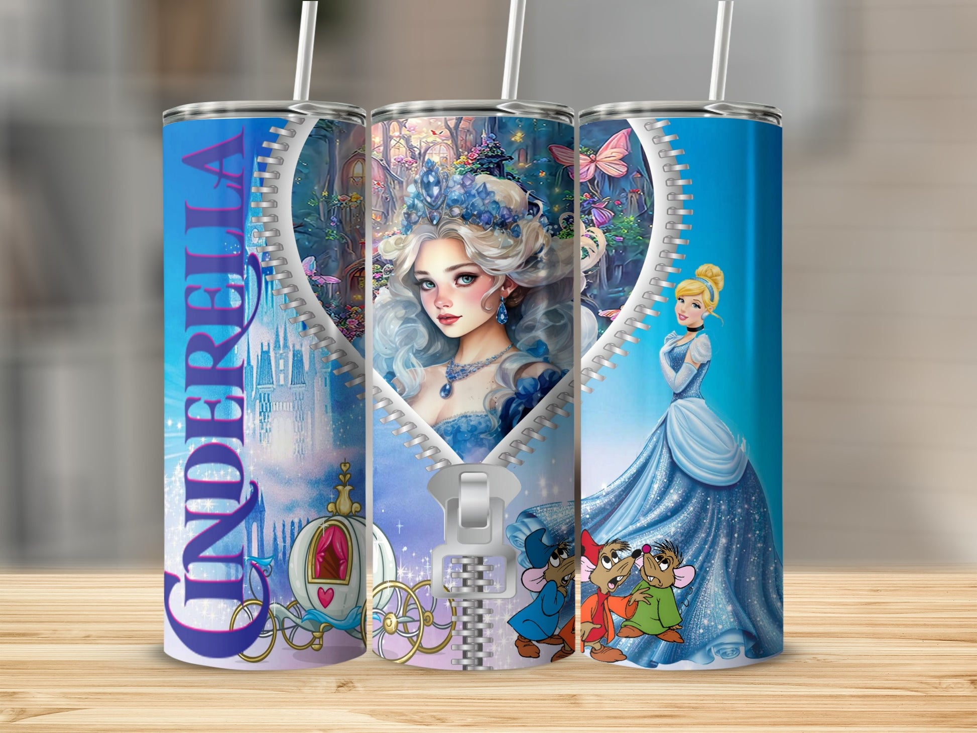 Cinderella Themed Tumbler with Colorful Design