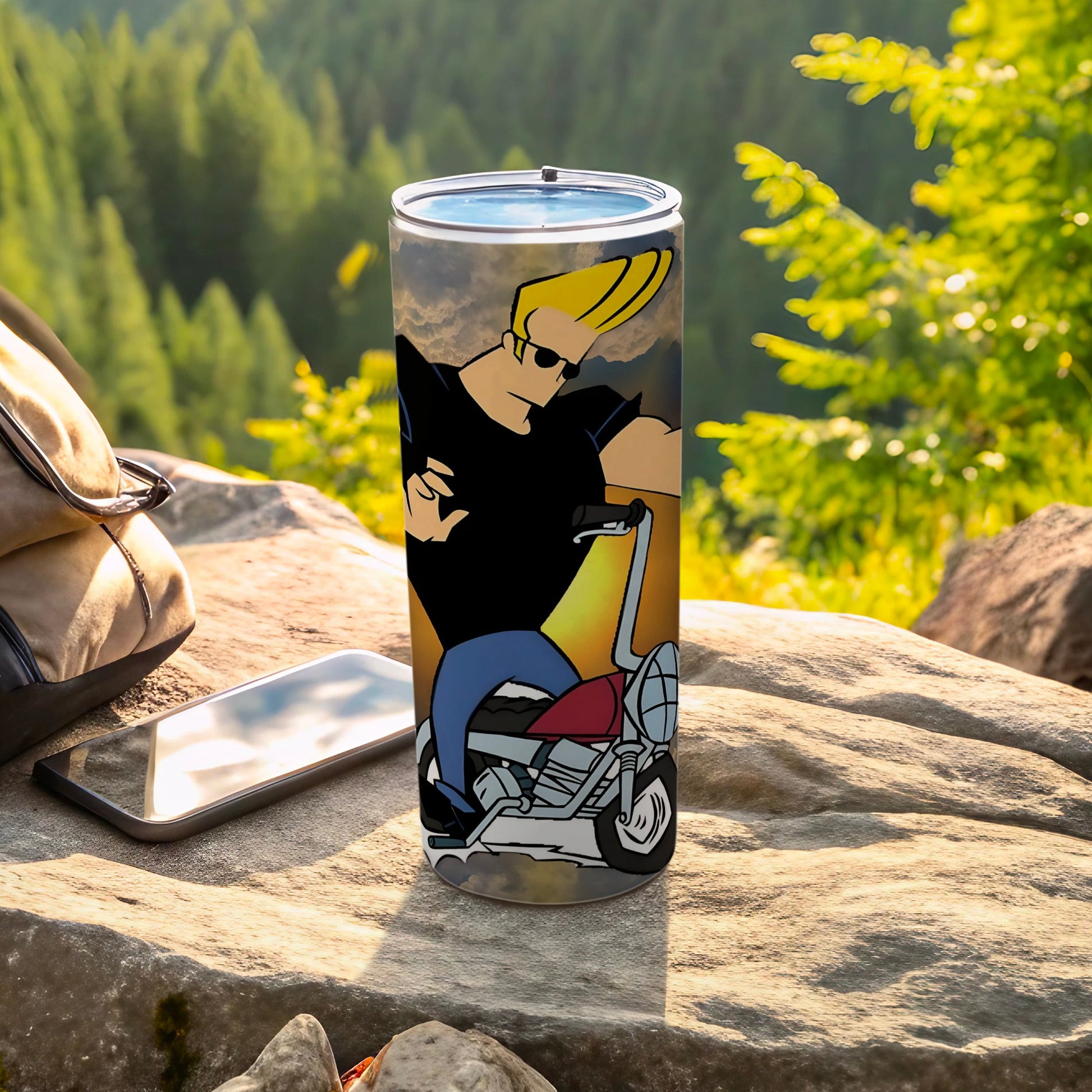 Cool Cartoon Character on Motorcycle Tumbler Product