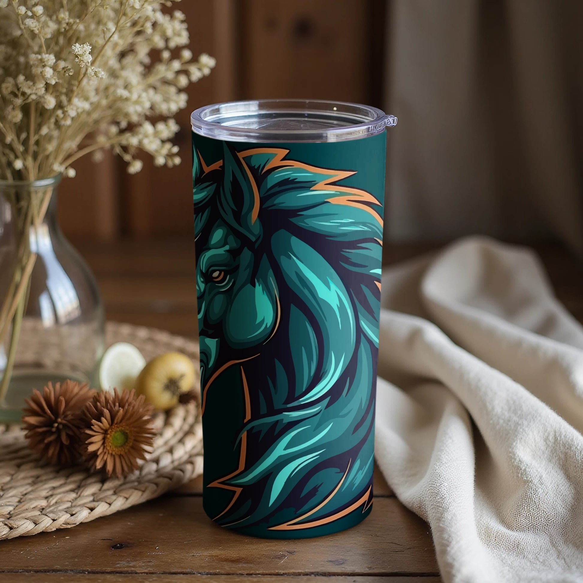 Vibrant Horse Artwork Travel Tumbler Stunning Design