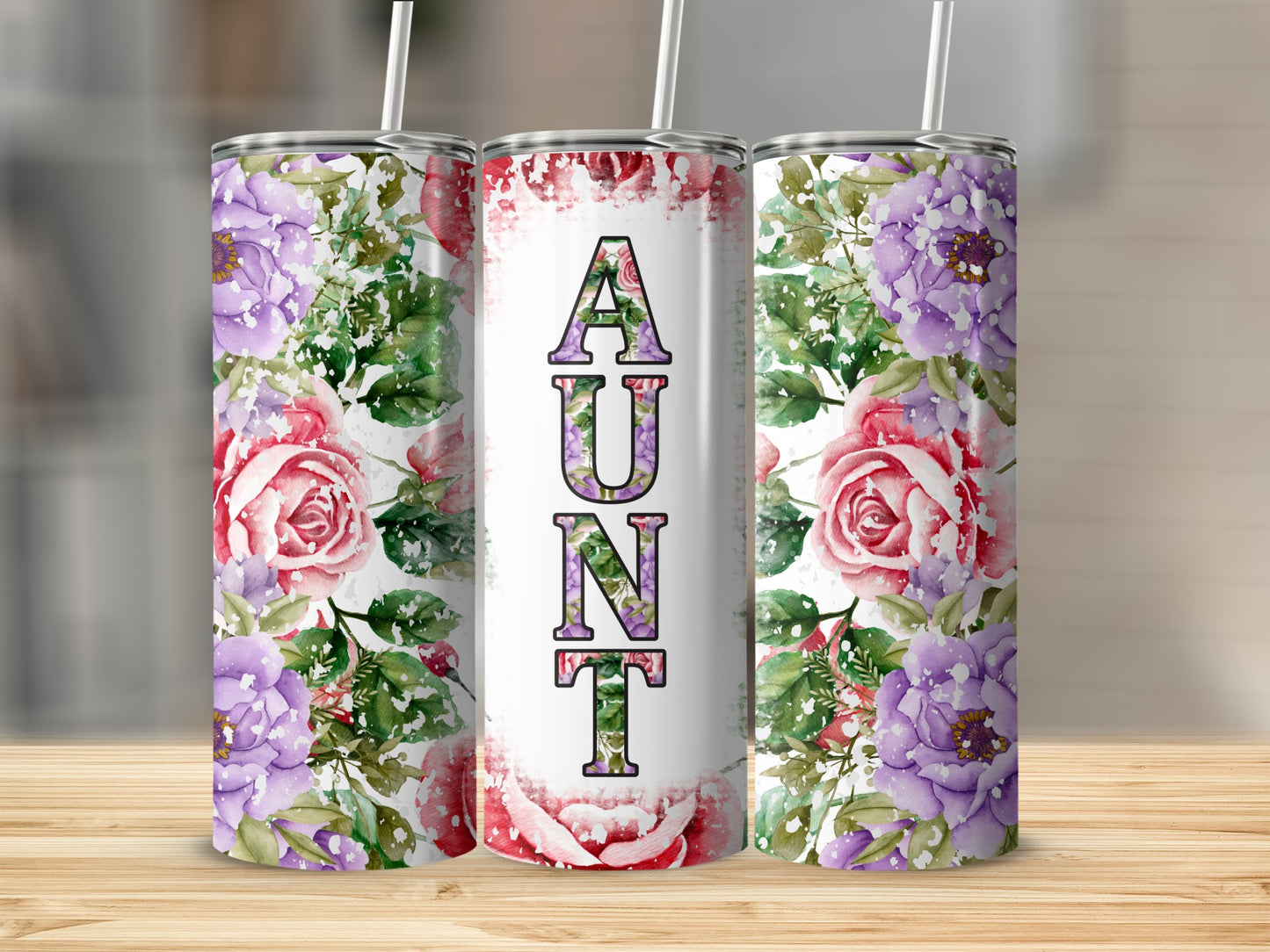 Aunt Floral Watercolor Splatter Tumbler product type