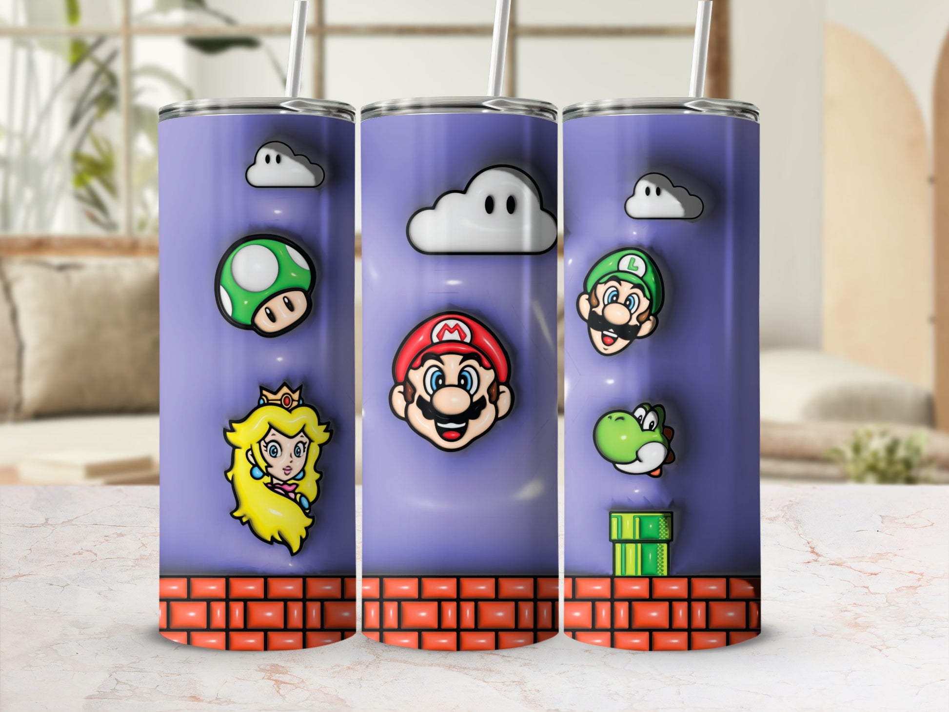 Retro Video Game Characters Themed Travel Tumbler