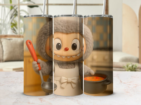 Cute Smiling Character Holding Ladle Tumbler Flask