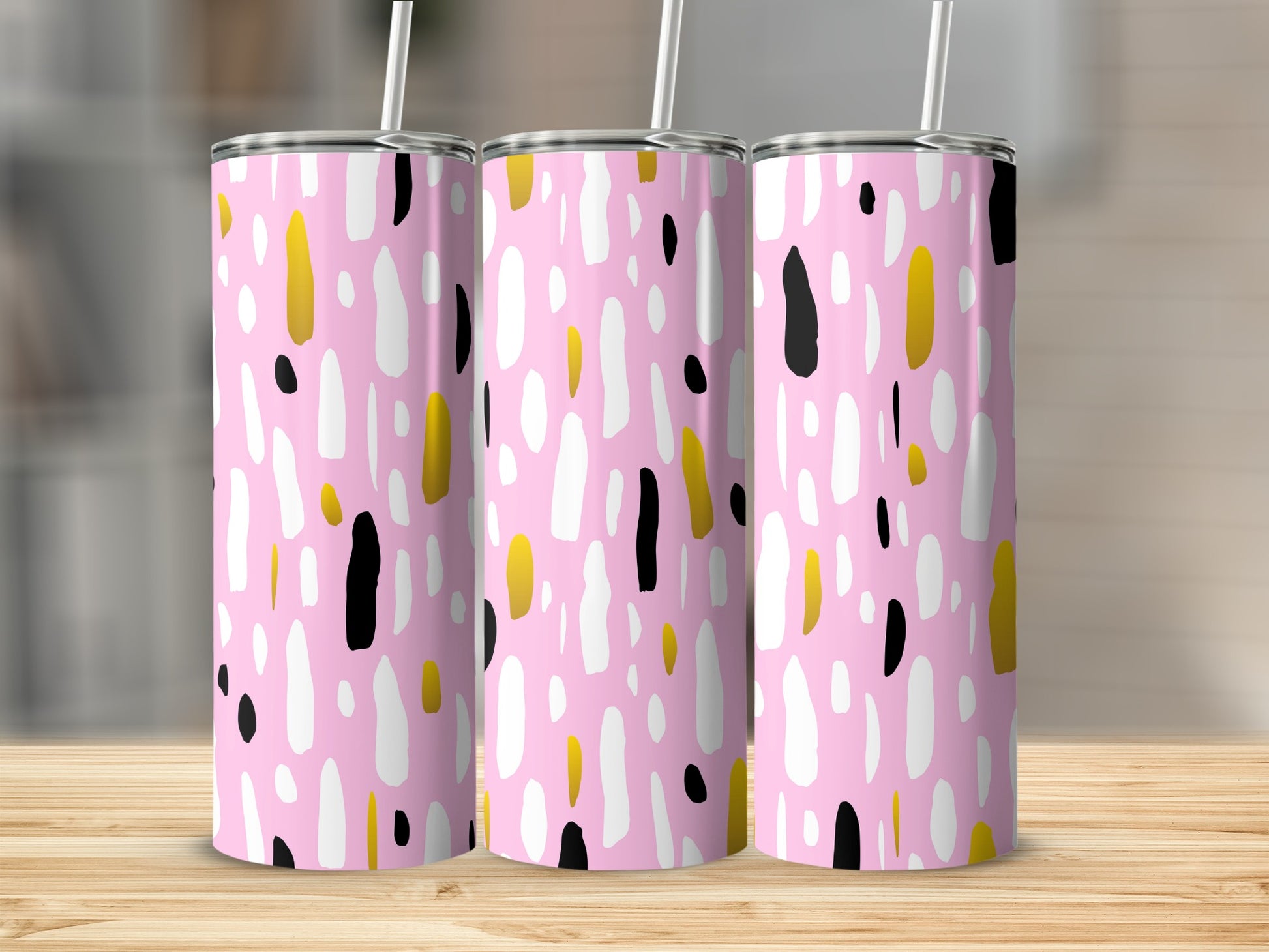 Modern pink abstract pattern stainless steel tumbler