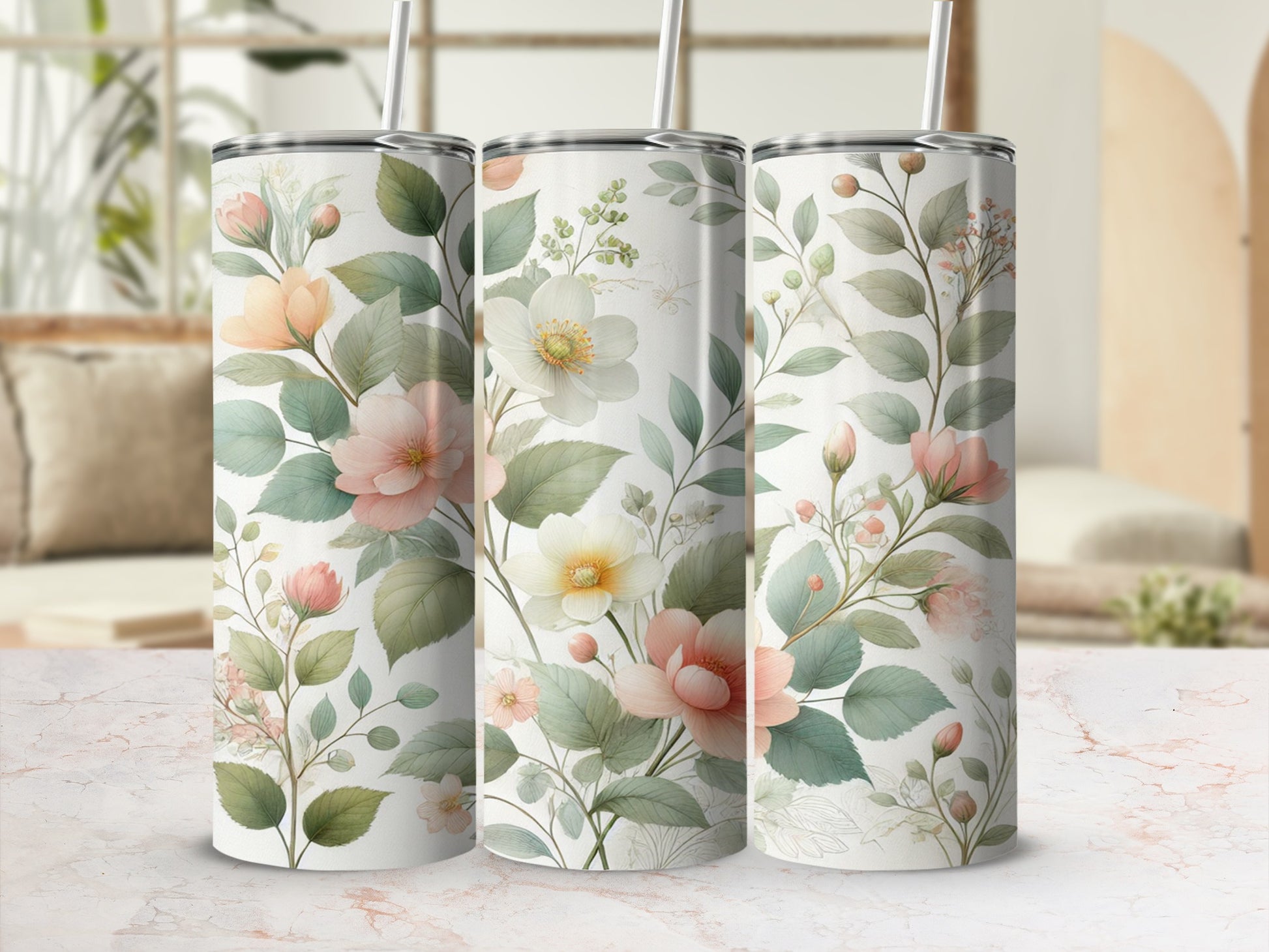 Floral Patterned Stainless Steel Tumbler for Everyday Use