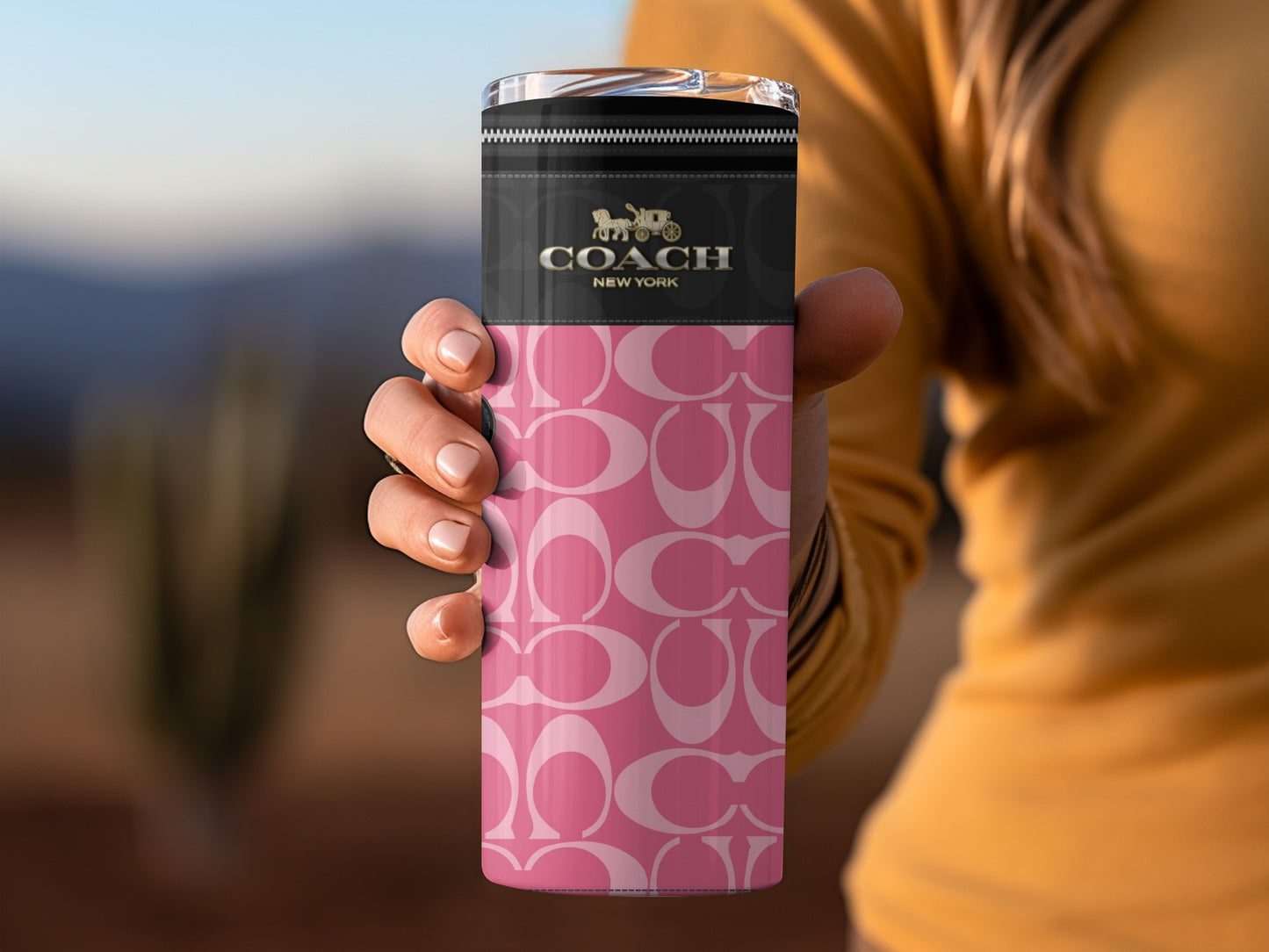 COACH New York Pink Patterned Thermal Tumbler
