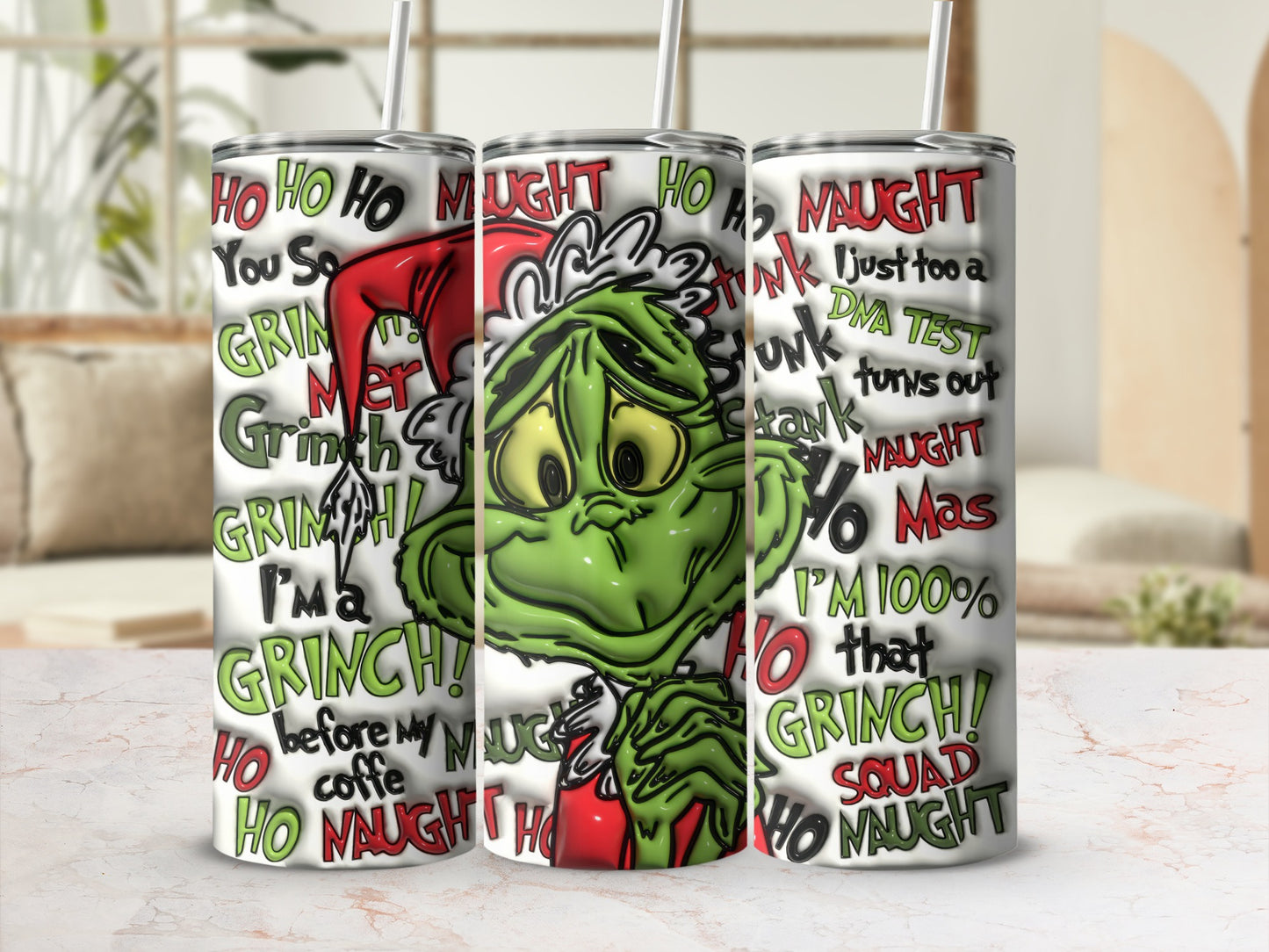 Ho Ho Ho Grinch Naughty Squad Festive Tumbler