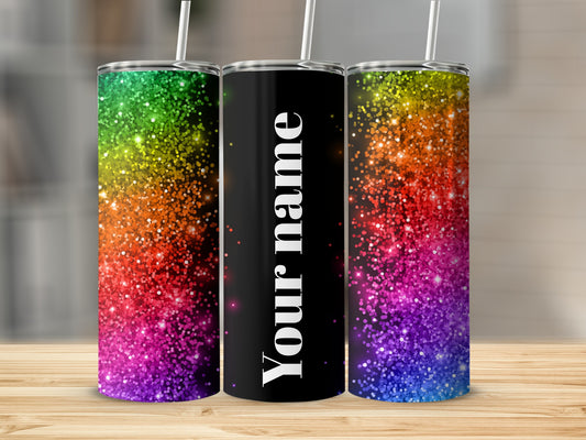 Customizable Sparkling Rainbow Gradient Tumbler