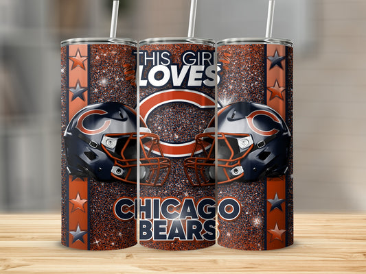 This Girl Loves Chicago Bears Football Helmets Tumblers