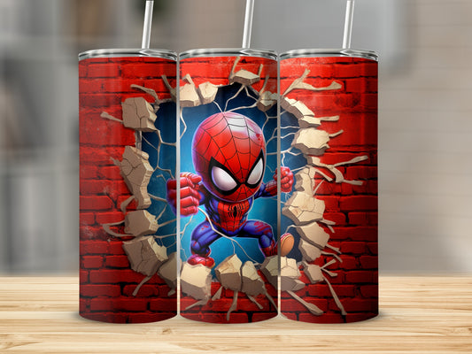 Animated Superhero Breaking Wall Design Tumbler Product