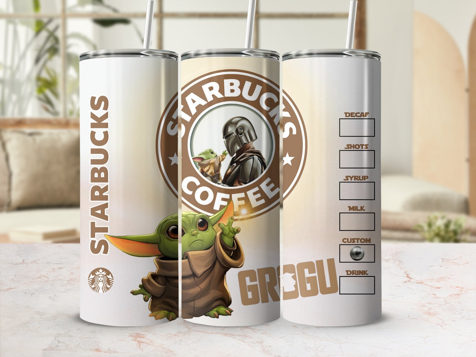 Starbucks Coffee Custom Grogu Tumbler Drinkware