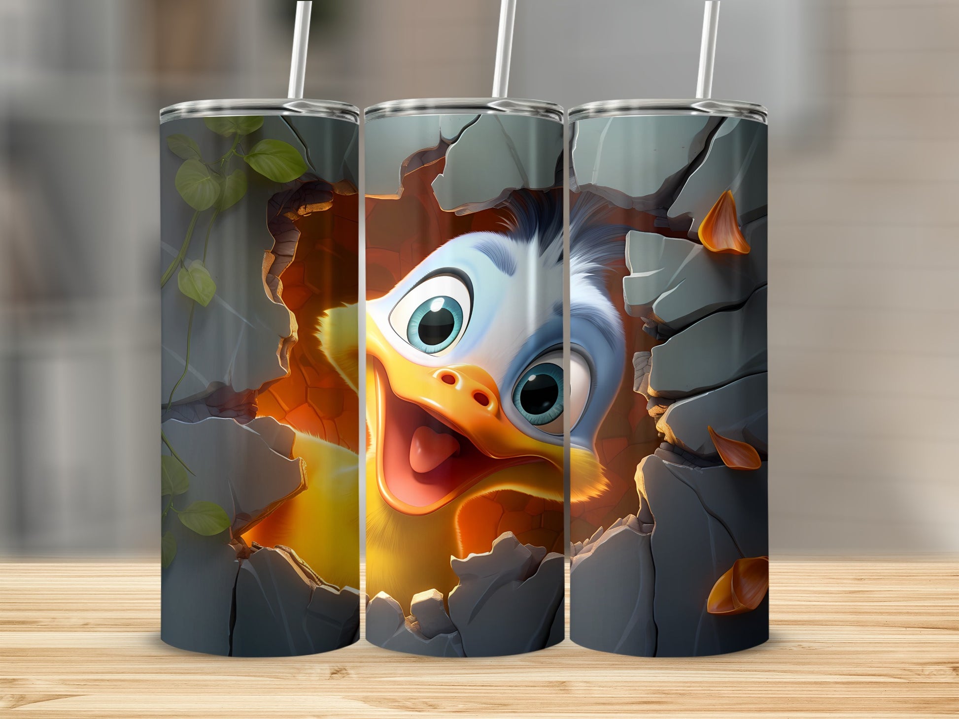 Cheerful Duck Bursting Cracked Surface Vibrant Product Type