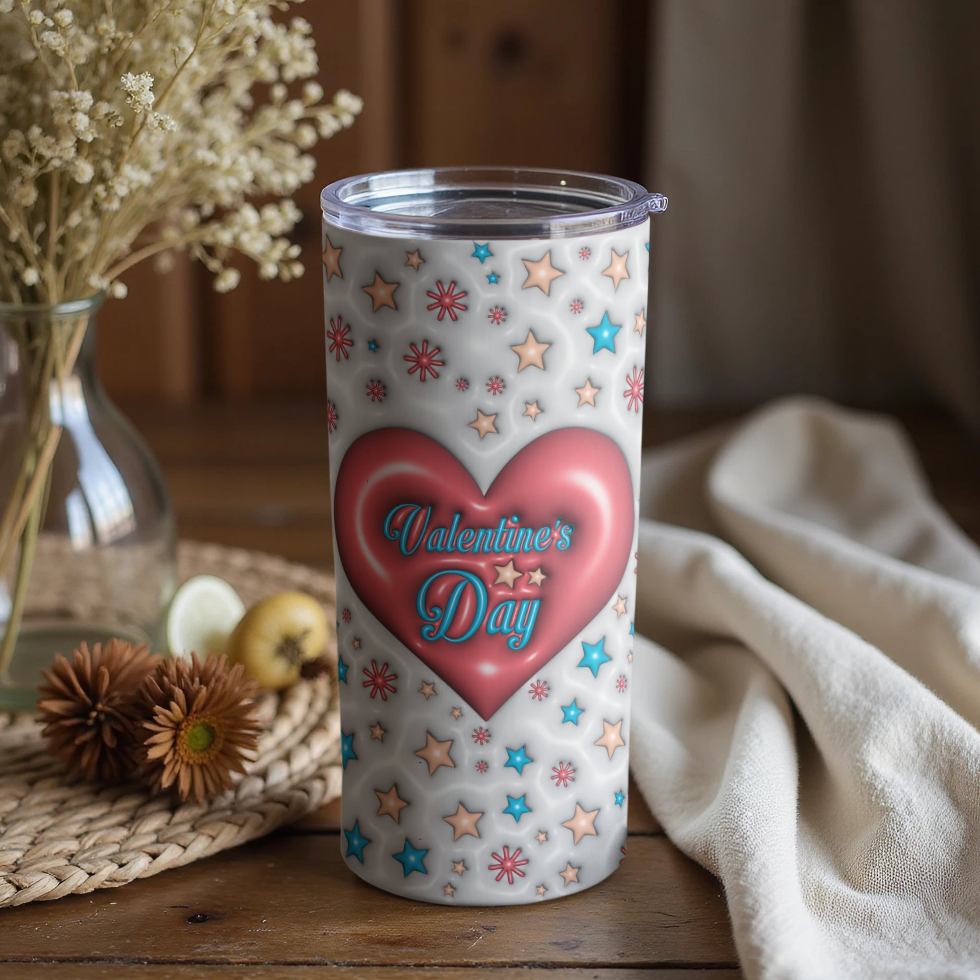 Valentine's Day Themed Tumbler with Heart Design