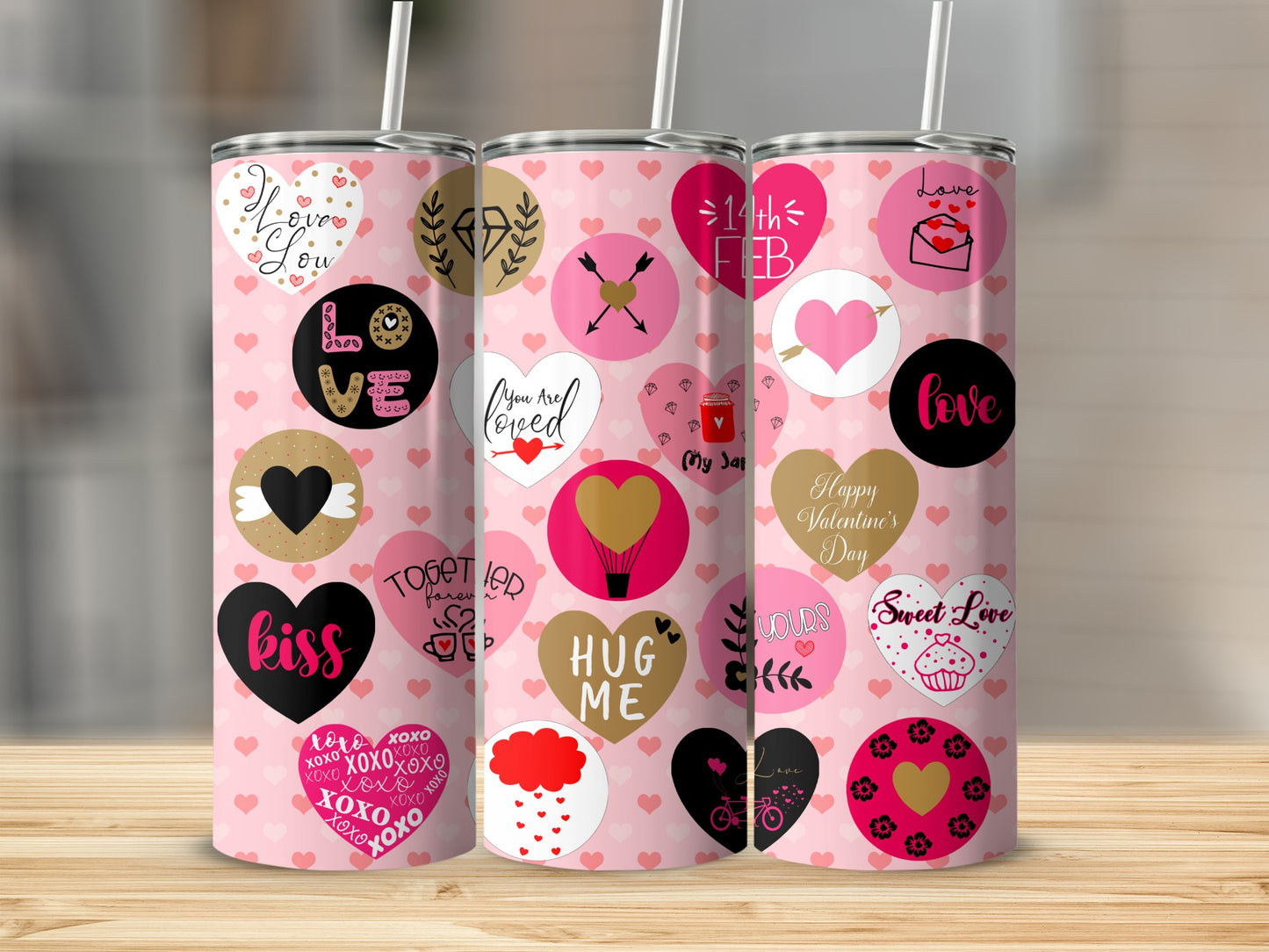 Valentines Day Pink Hearts Love Messages Tumbler product type