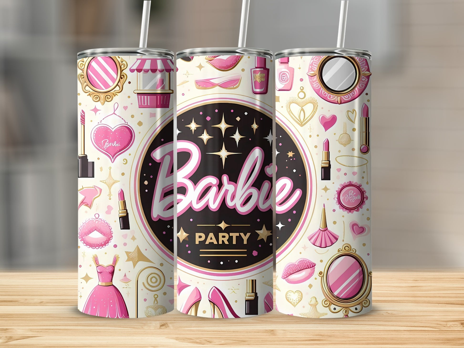 Barbie Party Cup with Lipstick and Mirror Icon Design
