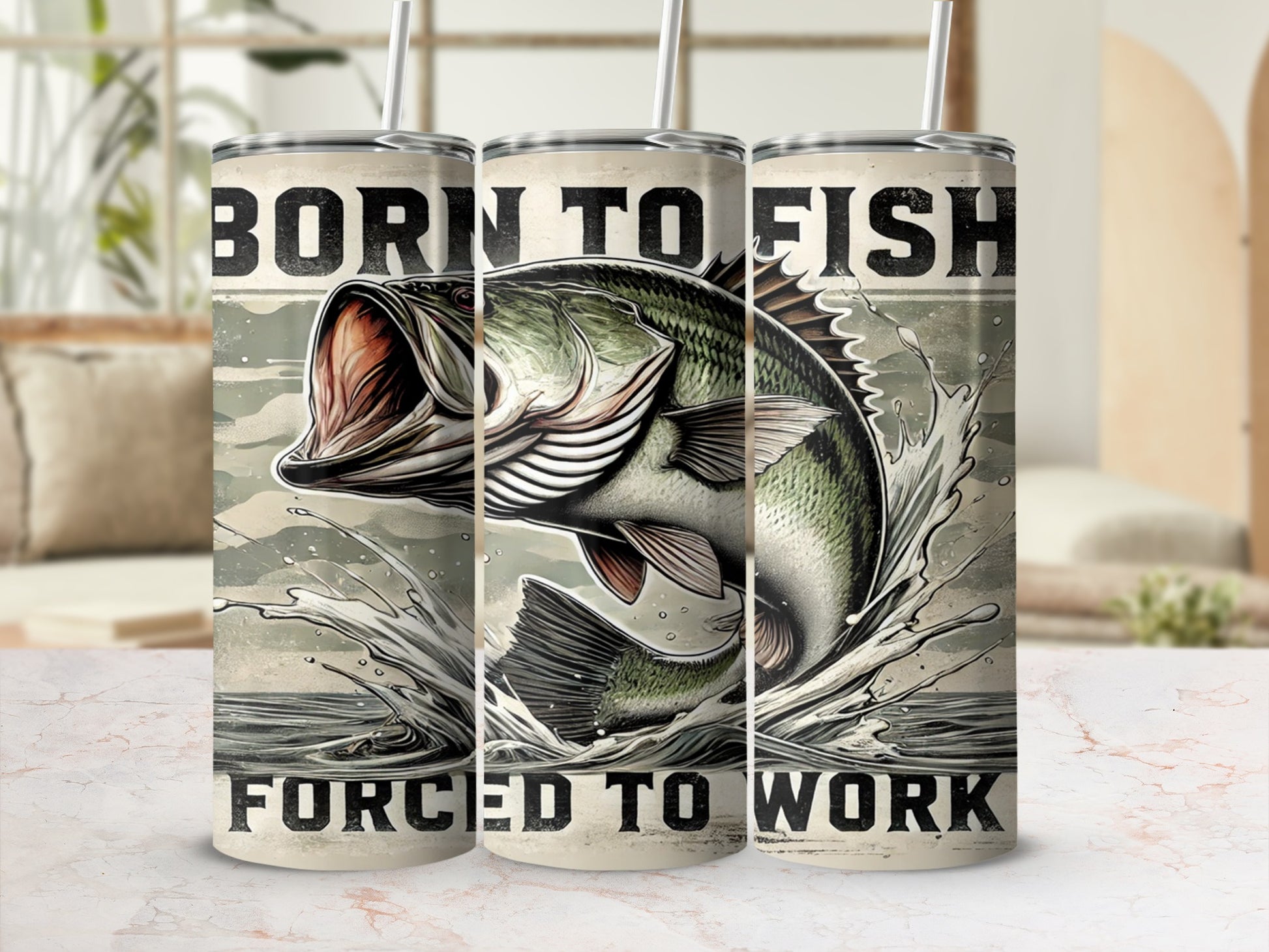 Born to Fish Forced to Work Insulated Tumbler