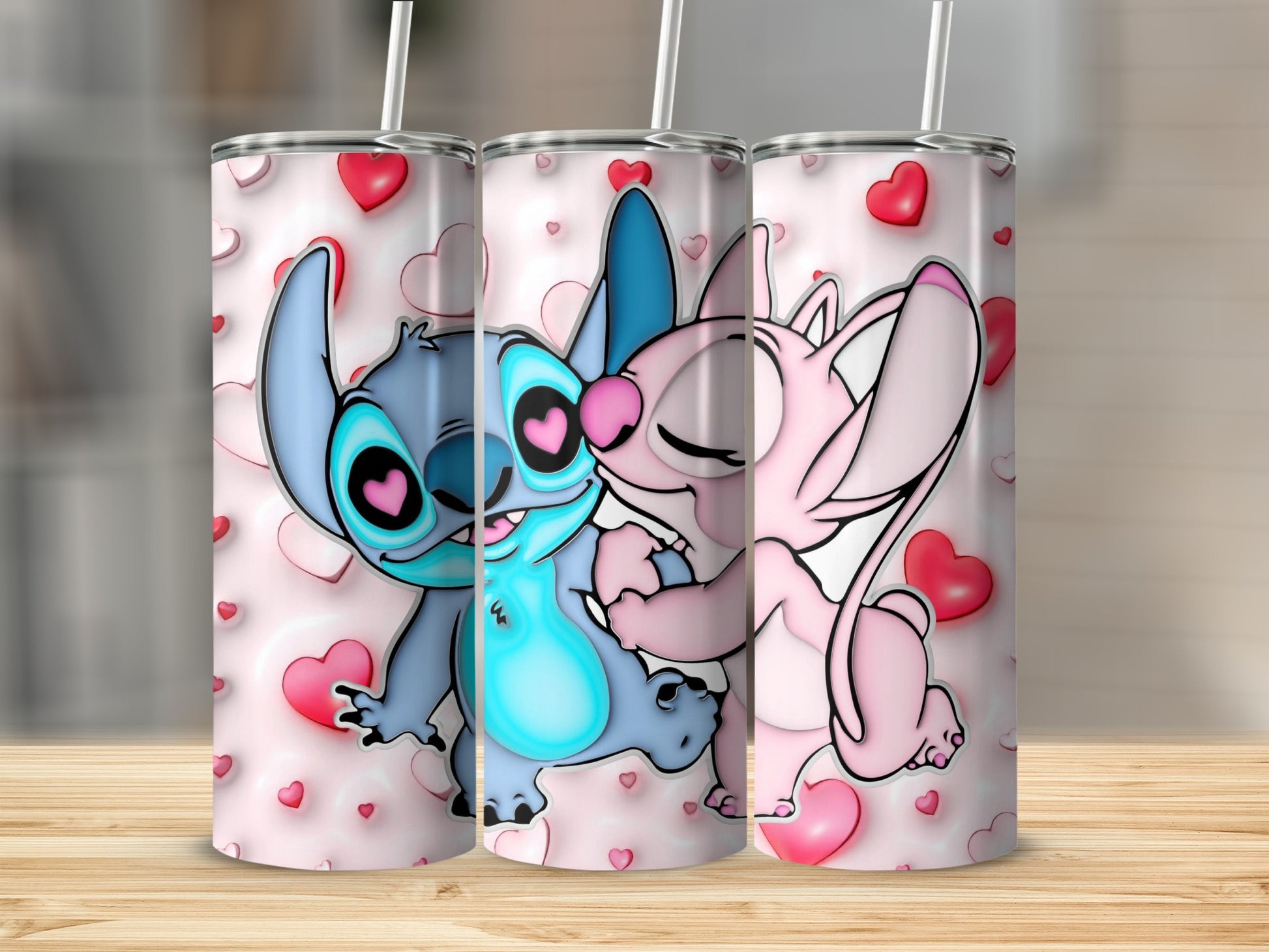 Cute Cartoon Characters With Hearts Tumbler