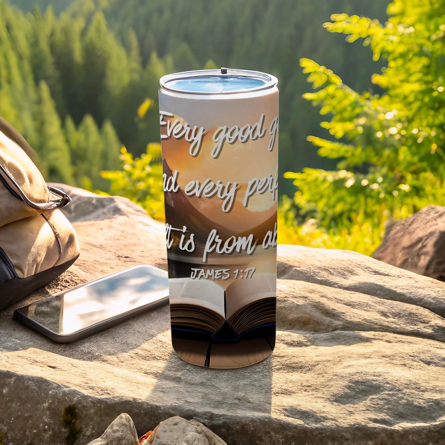 Inspirational James 1:17 Scenic Tumbler with Text