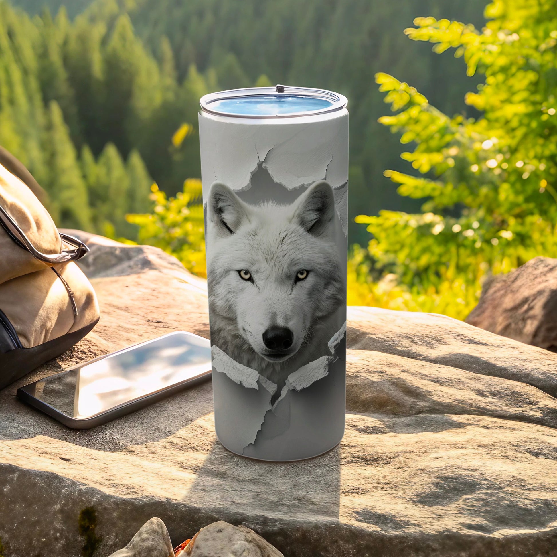 White Wolf Head Ripped Design Drink Vessel product type