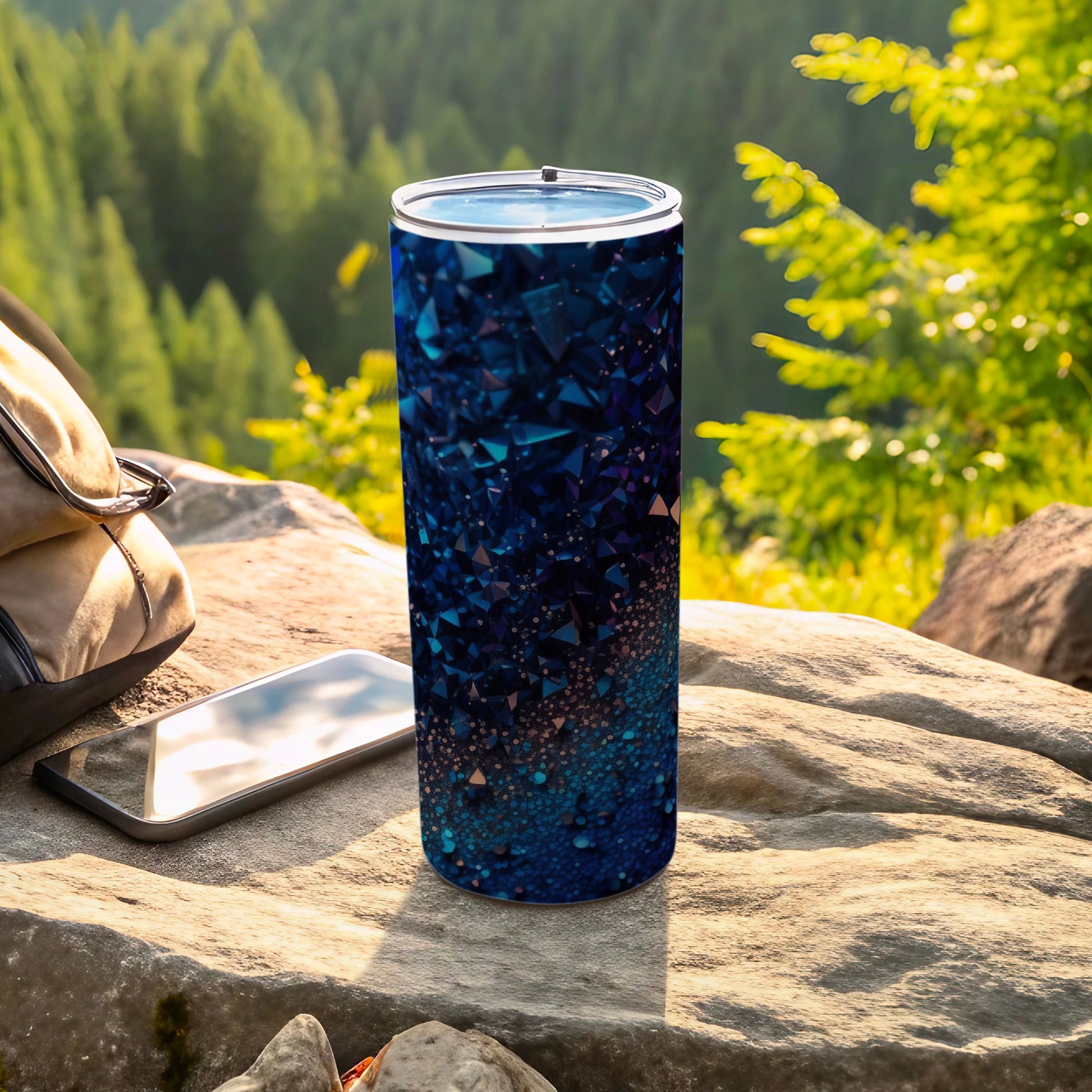 Deep Blue Shattered Crystal Prism Design Tumbler product type
