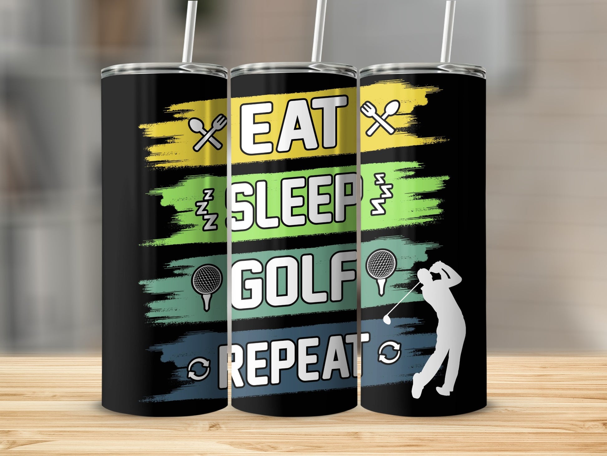 Eat Sleep Golf Repeat Graphic Tumbler Product