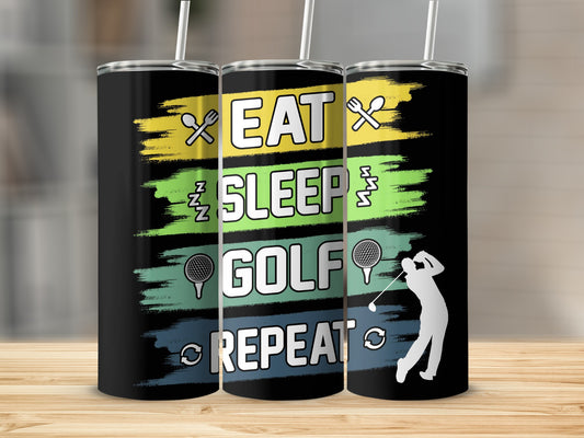 Eat Sleep Golf Repeat Graphic Tumbler Product