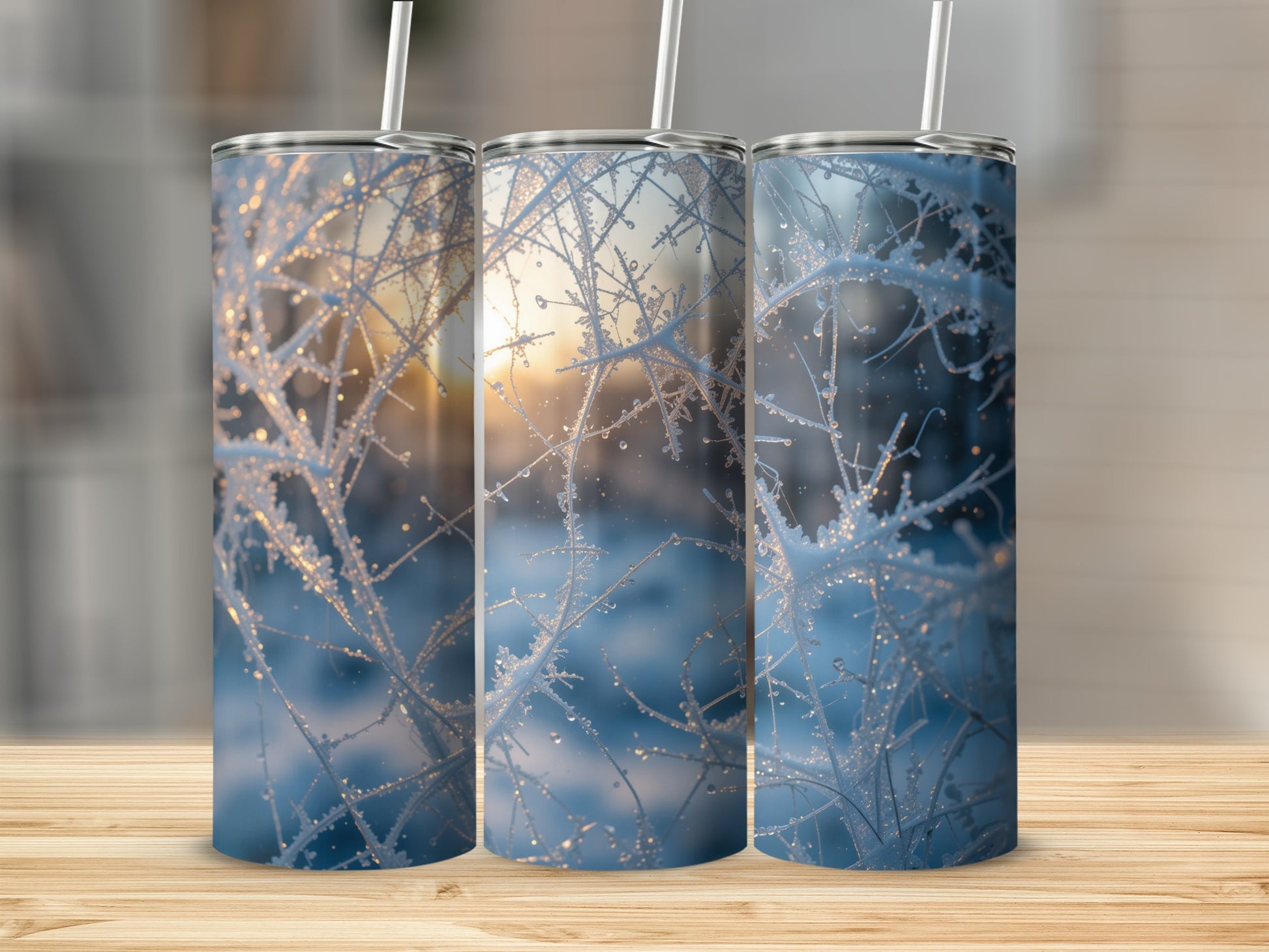 Frosty Winter Sunrise Frozen Branches Tumbler product