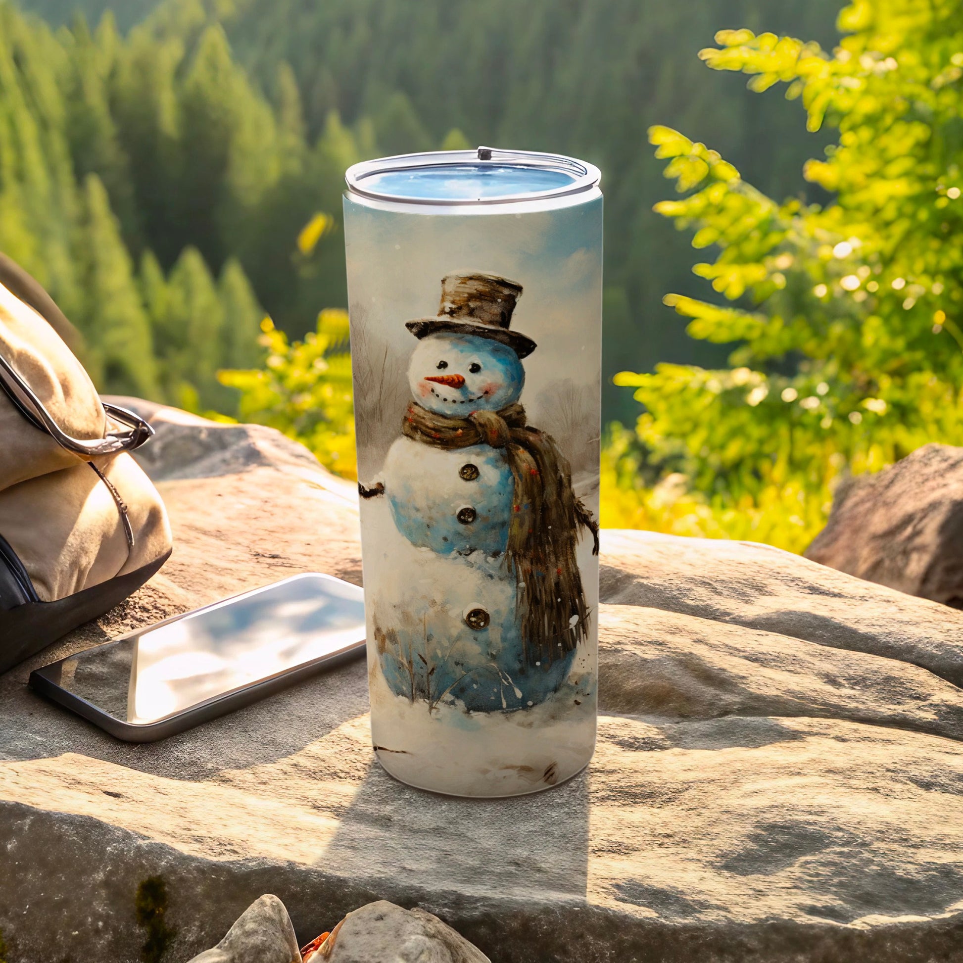 Snowman Design Insulated Travel Tumbler Cup Flask