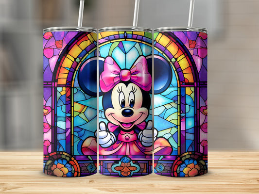 Stained Glass Minnie Design Stainless Steel Tumbler