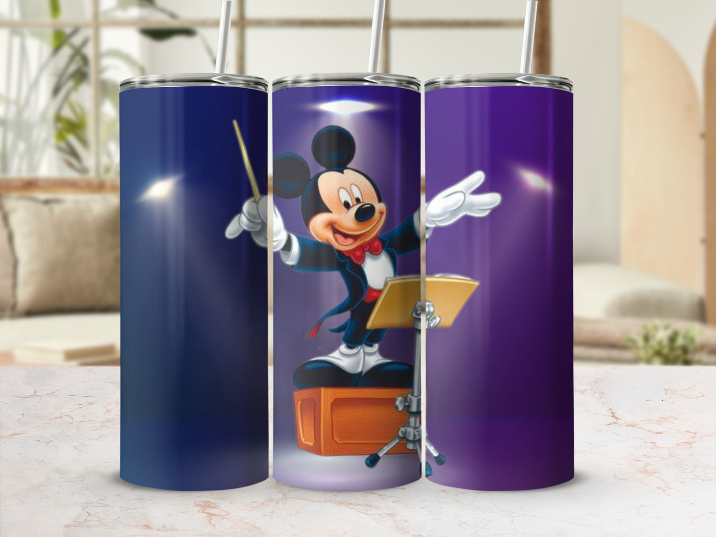 Musical Conductor Mouse Art Tumbler With Straw