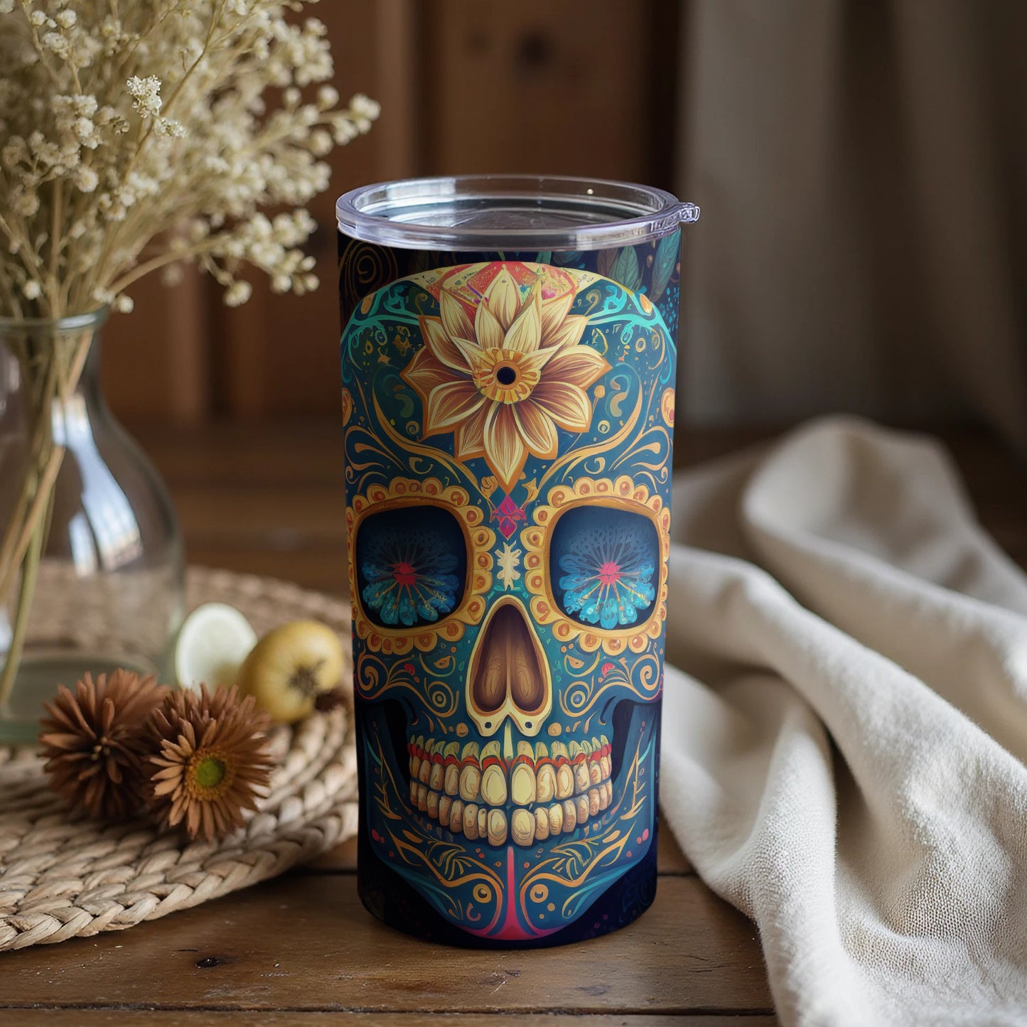 Festive Skull Design Decorative Tumbler for Daily Use