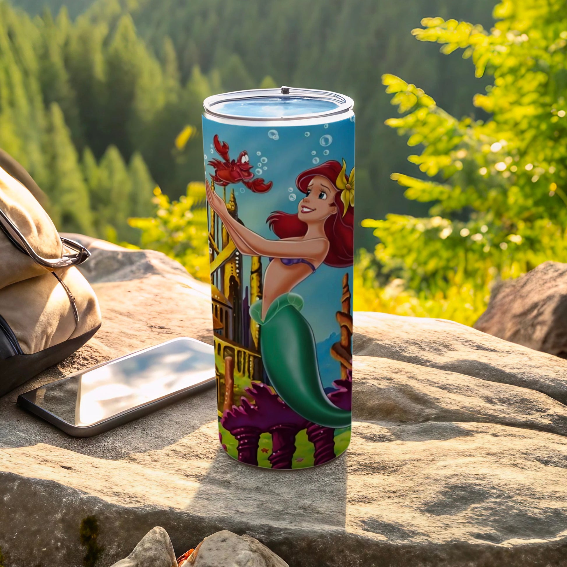 Mermaid and Crab Themed Tumbler with Straw